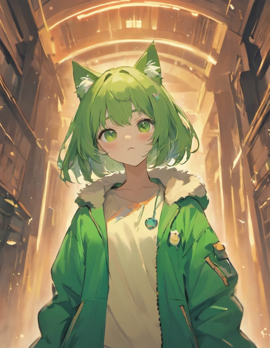 Perfect centering, Cute cat, Wearing a jacket，American short cat，green-eyed