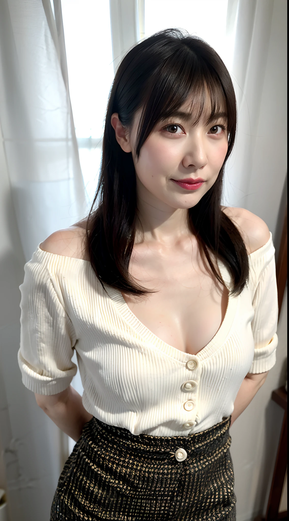 (A hyper-realistic), (illustratio), (hight resolution), (8K), (ighly detailed), (The best illustrations), (beatiful detailed eyes), (top-quality), (ultra-detailliert), (masterpiece), (wall-paper), (详细的脸), a bed、Upper body close-up,Armpit, A smile,Plump,独奏,Girl in white tank top with open chest, japanes, large full breasts, (camel's toe)、huge-breasted、Detailed, well-groomed white teeth、Ultimate Beauty、shot on the Canon EOS R 6、full of sweat、(beautiful detailed teeth)、Silver necklace、Park with sunshine、Perfect and beautiful female hands、Perfect tooth alignment、Perfect fingers、Navel dashi、Mansuji、Beautiful butt、