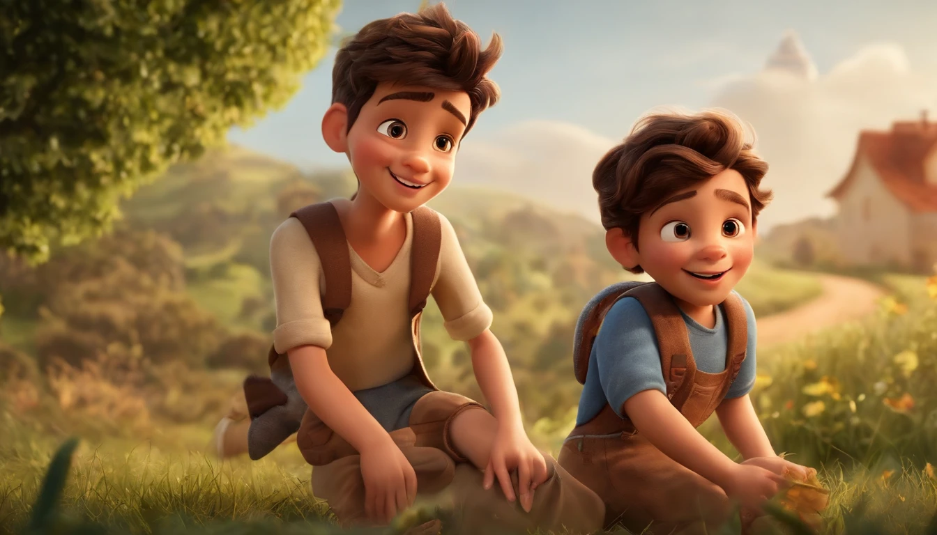 movie picture quality,Disney animation,Disney animated films,younge boy,laughing joyfully,Play games with your phone,Denim suspenders,depth of fields,high light,Real light,Ray traching,oc rendered,Hyper-realistic,best qualtiy,8K,Works of masters,super-fine,Detailed pubic hair,Correct anatomy,sharp focus on eyes,Bokeh,Facial features are carefully depicted