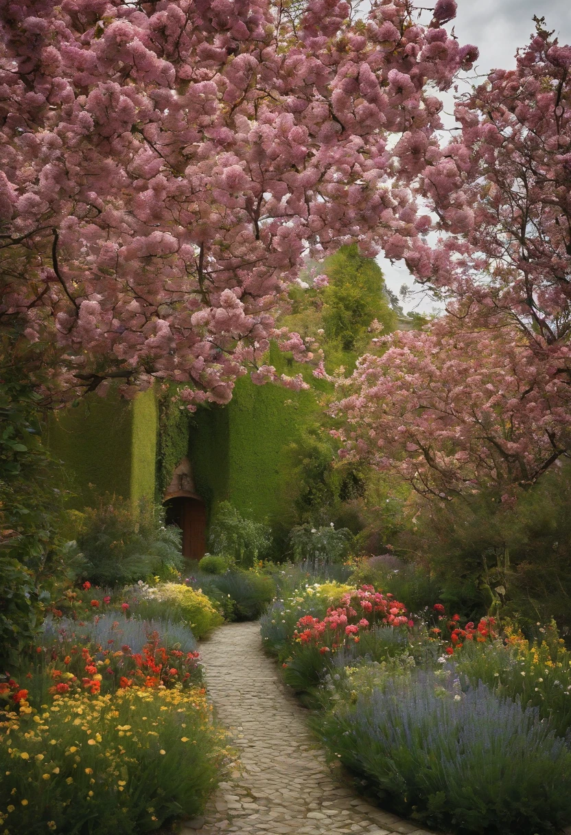flowers and trees々Painting of garden paths, supervision: Claude Monet, supervision: Claude Monet, Claudio Monet), Monet, Draw a lot, Carlos Magnier, garden with flowers, Very painted, muito. stunning lighting, supervision: Blanche Ocedé Monet, in a garden, Romantic Impressionism, Garden landscape, Lots of styles, in a garden, style of Claude Monet