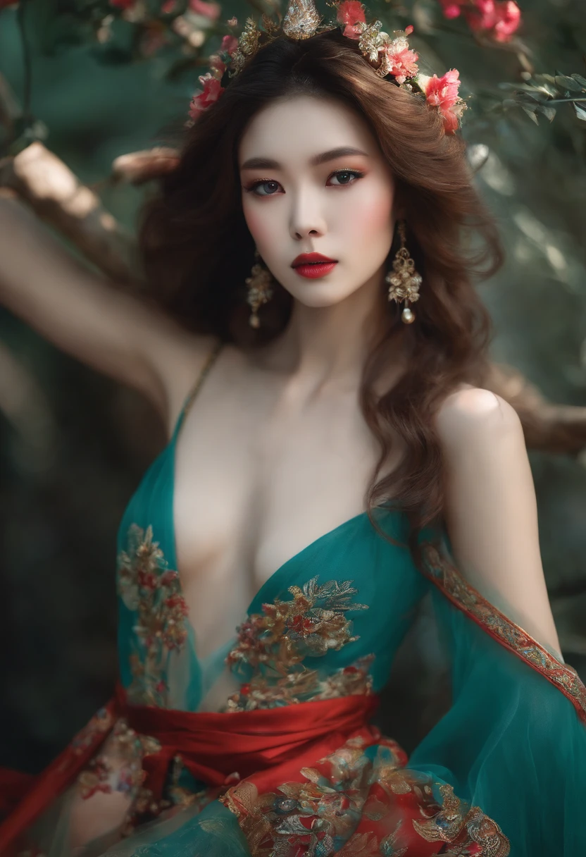 Supermodel face,Exquisite and lovely,Enchanted,Chinese fairy,largeeyes,Fully transparent,Leggings