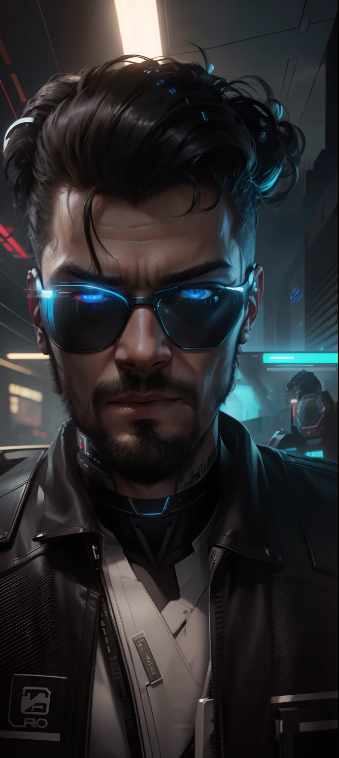 Change black background Ai cyberpunk handsome, realistic face,8k, ultra realistic