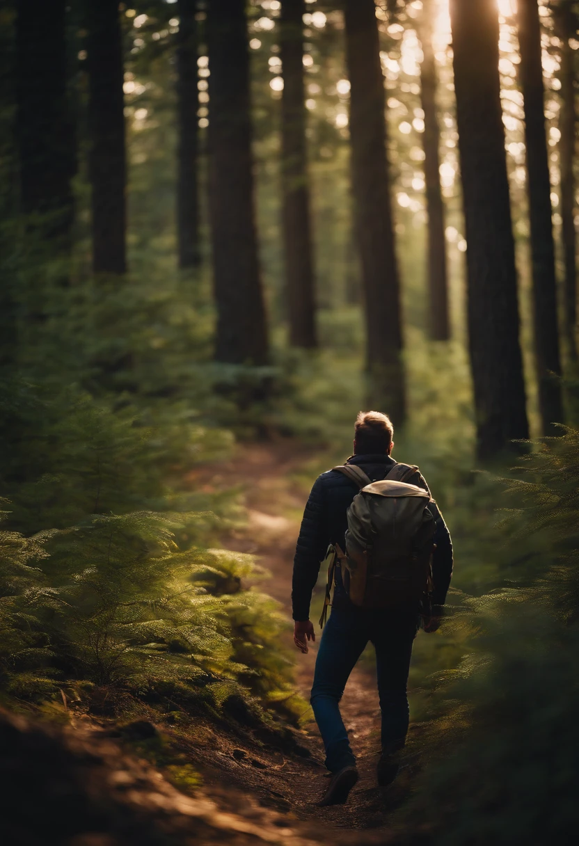 Exploring, forest, backpacks, Time of Day: afternoon Camera: DSLR Lens: Standard zoom lens