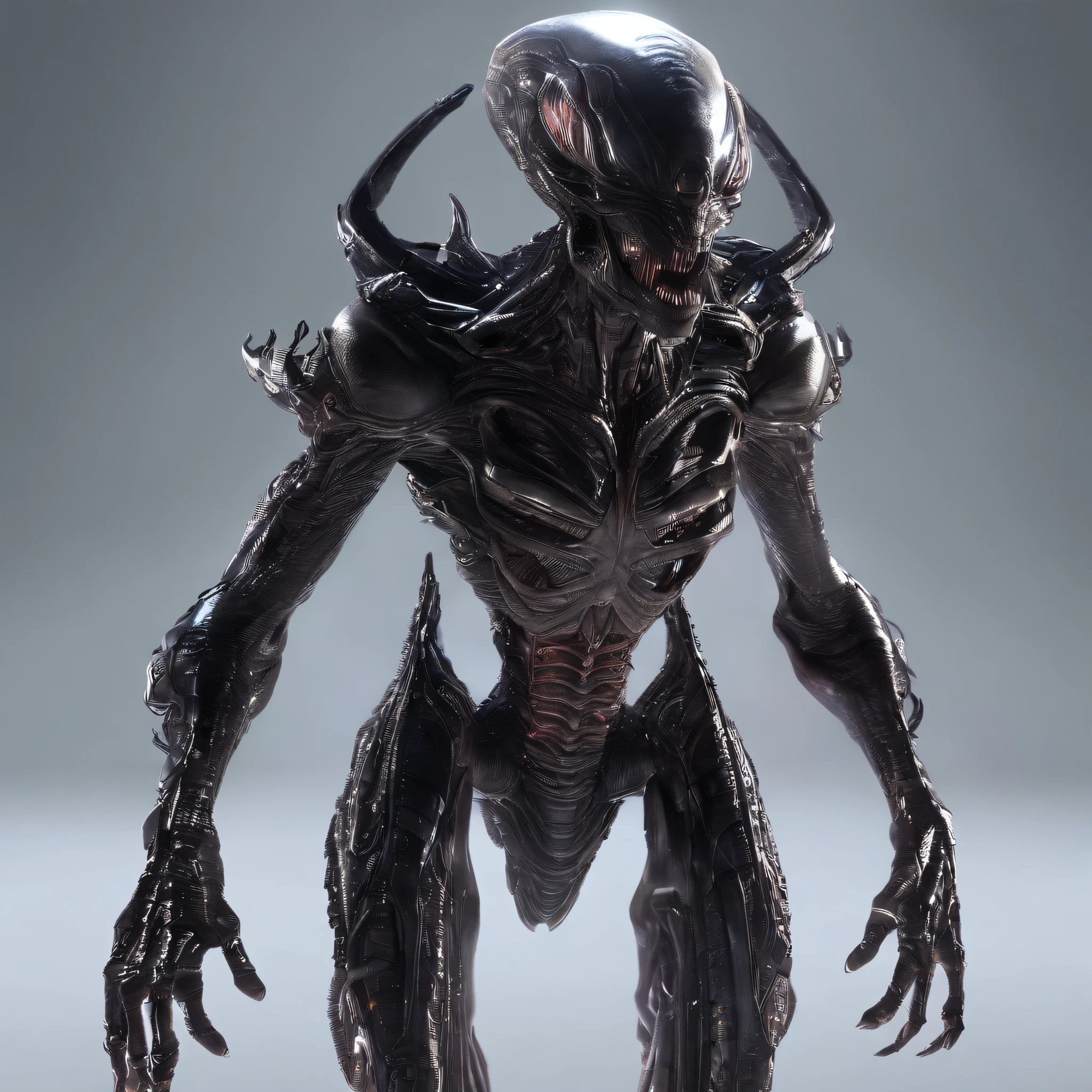 An alien，Ogre，Solo，full bodyesbian，Humanoid，dynamicposes，It has refined features in a sci-fi environment,with light glowing, Sparks and lights, best qualtiy，tmasterpiece，Photorealsitic, Highly detailed, iintricate，unreal 5 render，