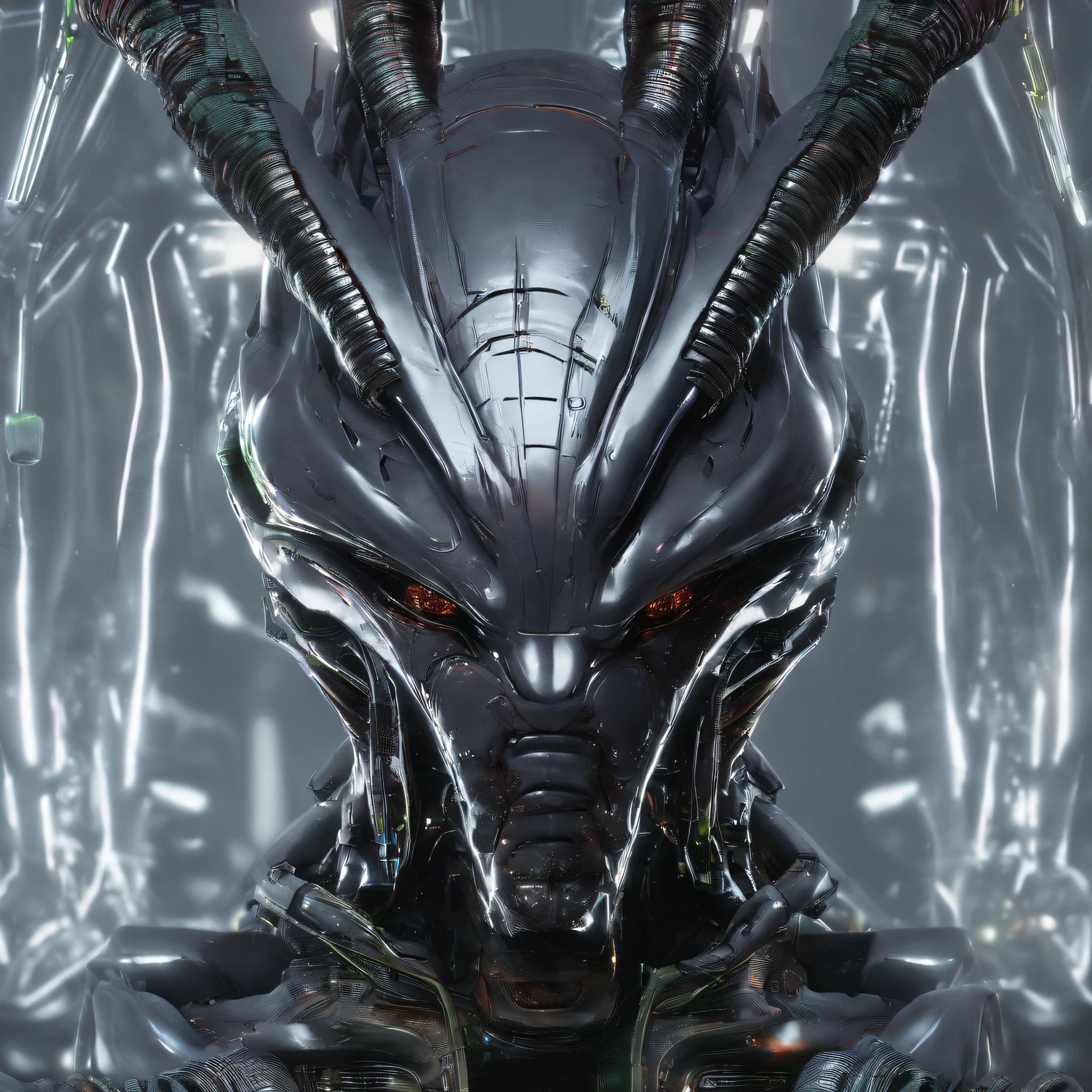 An alien,Ogre,Solo,full bodyesbian,Humanoid,dynamicposes,It has refined features in a sci-fi environment,with light glowing, Sparks and lights, best qualtiy,tmasterpiece,Photorealsitic, Highly detailed, iintricate,unreal 5 render,