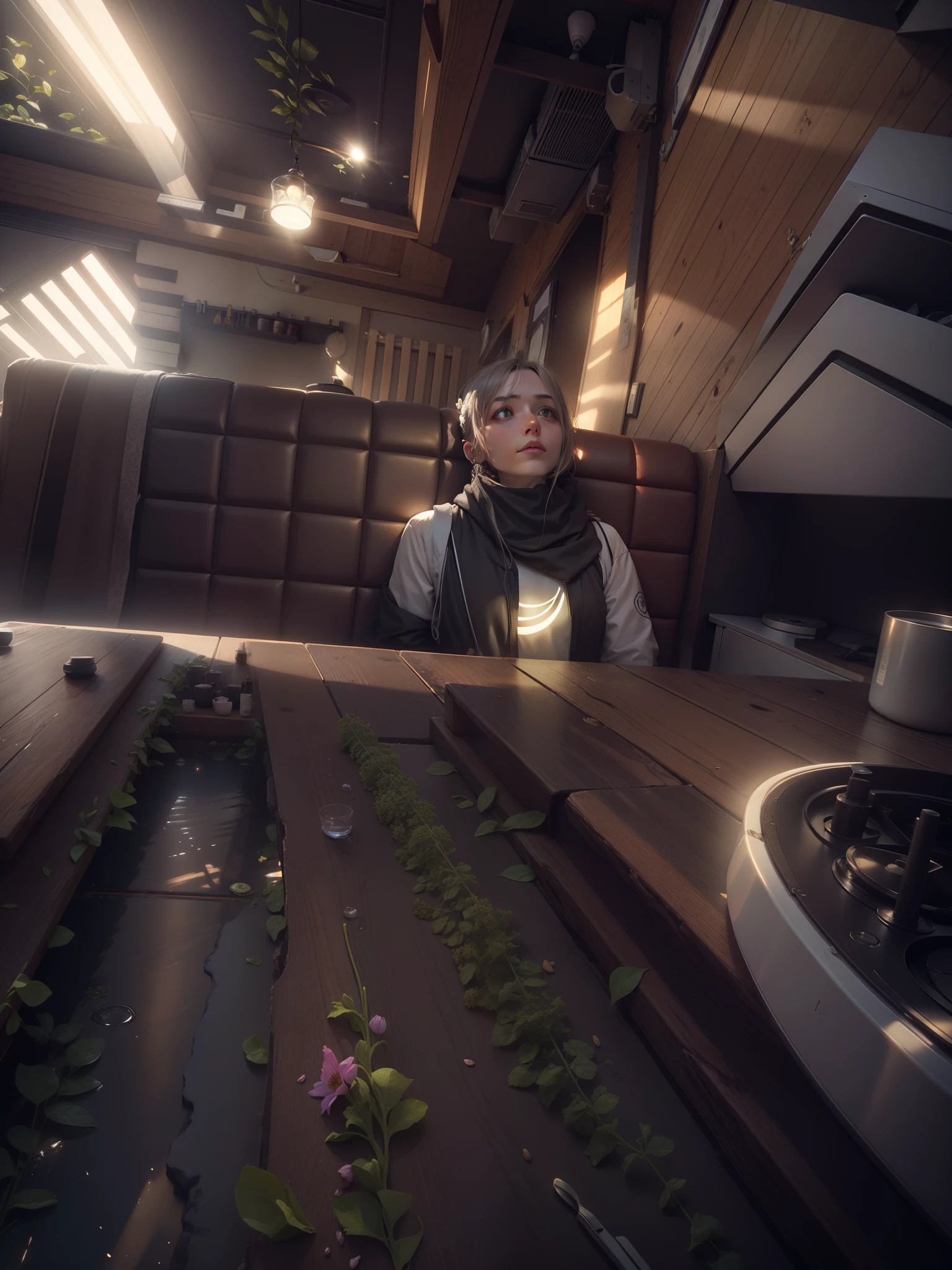 Ai light,begrund with flower,food,8k,sunlight
