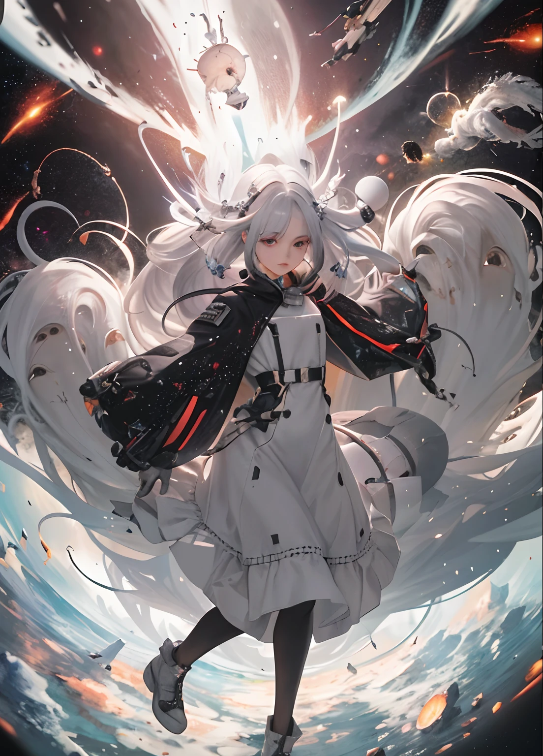 Nine Tails white hair cute little 35 mm photo,foco nítido, 8K HD, crazy detail details, Convoluted, Caenorabditis Elegance, 4K Atmospheric Ultra Detail, Cinematic sensibility, foco nítido, masterpiece, Color, surrealist, Vivid colors, (Highly detailed CG Unity 8k wallpaper), Convoluted, high detailing, foco nítido, realist, Symmetrical, Volumetric lighting, Beautiful, Rich dark masterpiece, Dammumford and Mark M. Simonetti wind astronomical photography background close up of black red and black object, Black hole with accretion disk, Abstract black hole in space, Interstellar black hole, Black holes in space, Dragged into a black hole, Exiting the black hole, Journey to a black hole, Black Hole Event Horizon, Black Hole Time Portal, black hole