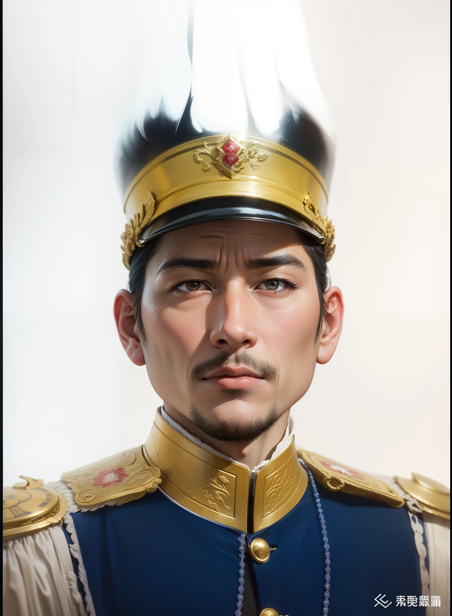 Historical figures《of a guy》Portraits are realistic，Chinese image of things，Be realistic ,best qualityer,超高分辨率,highly  detailed,8K分辨率,finely detailled,physically-based renderingt,Good balance,symmetriced face,Realistic photos,realistic model,RAW photo1.4,hdr,Realistic Art Original Photo Restoration Scale 1:1 surreal reproduction of the character slightly chubby round facial skin