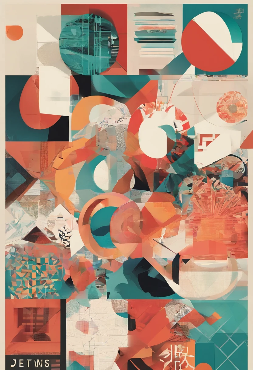 multi-layered collage(Multi-layer patchwork),photomontage(montage);To make the different layer elements more collage,Add the deconstructivist style of deconstruction;
The composition needs to be more focused:eye-catching composition,tightly cropped composition;Enfim,In order to make posters
Richer layers,I want to break up the different layers of elements to make a sense of geometric fragmentation,Join the style of artist Erik Jones;Finally,Add Chinese style vocabulary。