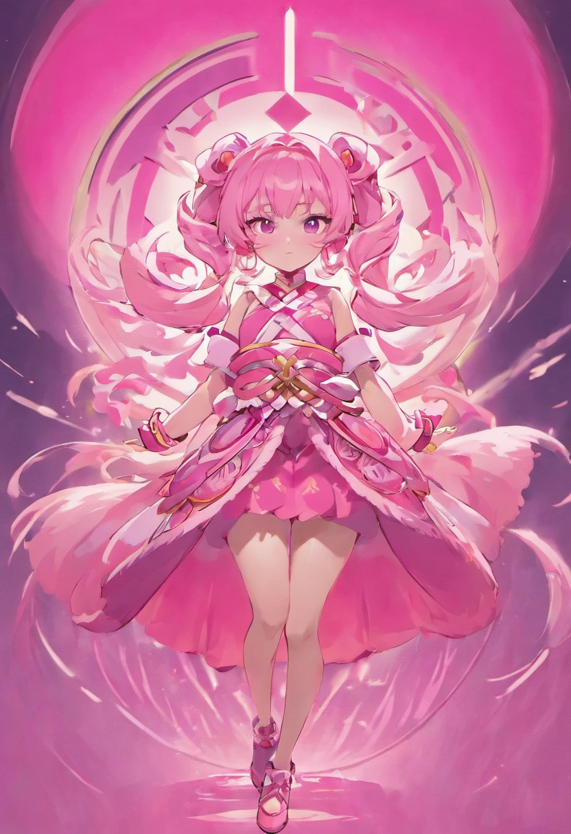 style of league of legends,Flying life-size colorful long hair,Serious expressions,Hanfu costumes,Beautiful patterns are engraved on the clothes,Fair thighs exposed,Wear pink leggings,The long skirt swayed in the wind,Close-up of pink and white logo with circles, round logo, iconic logo symbol, enso, pink iconic character, symmetrical logo, pink scheme, Postapo, venus planet symbol, circular logo, circular design, tas, Pink, symbol, minimalist logo without text, dribbble, circle, tpose, (in pink), dribbble. 。.com