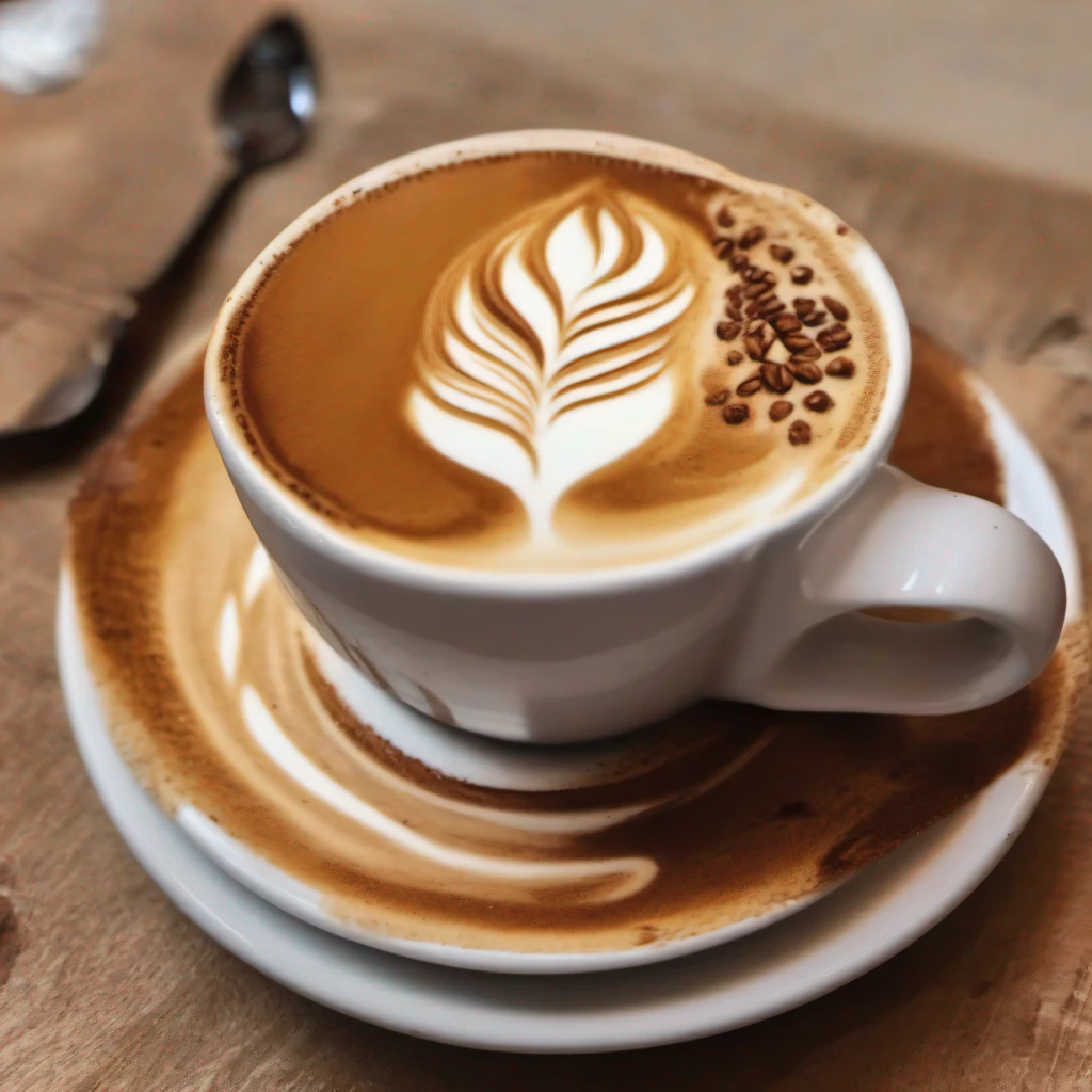 A detailed, step-by-step guide to creating "latte art." The image should depict a barista's hands pouring steamed milk into a cup of espresso, forming intricate patterns in the foam. Each step of the process should be visually explained, from frothing the milk to the final design. The background should include a clean and well-lit coffee shop setting, highlighting the artistry and skill involved in making latte art, Illustration, digital art,
