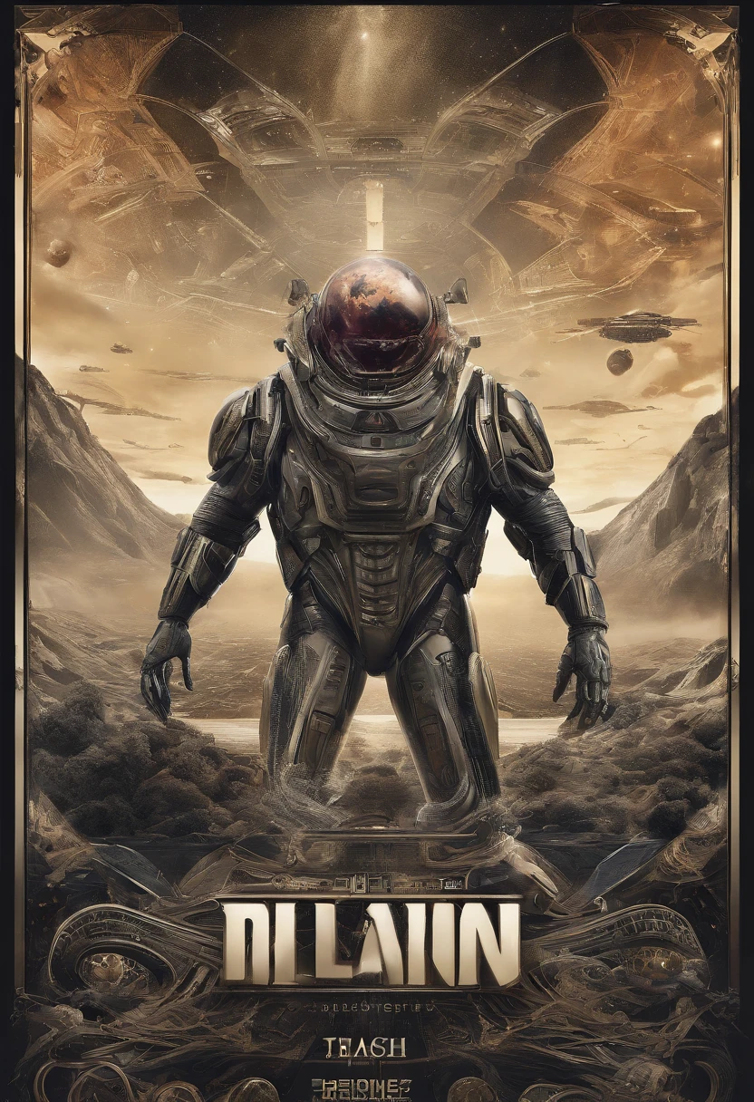 Craft a captivating movie poster that depicts the epic clash between humanity and an advanced alien race. Showcase the looming threat of the alien invaders, the resilience of human defenders, and the otherworldly technology and landscapes, capturing the essence of an intergalactic war for survival