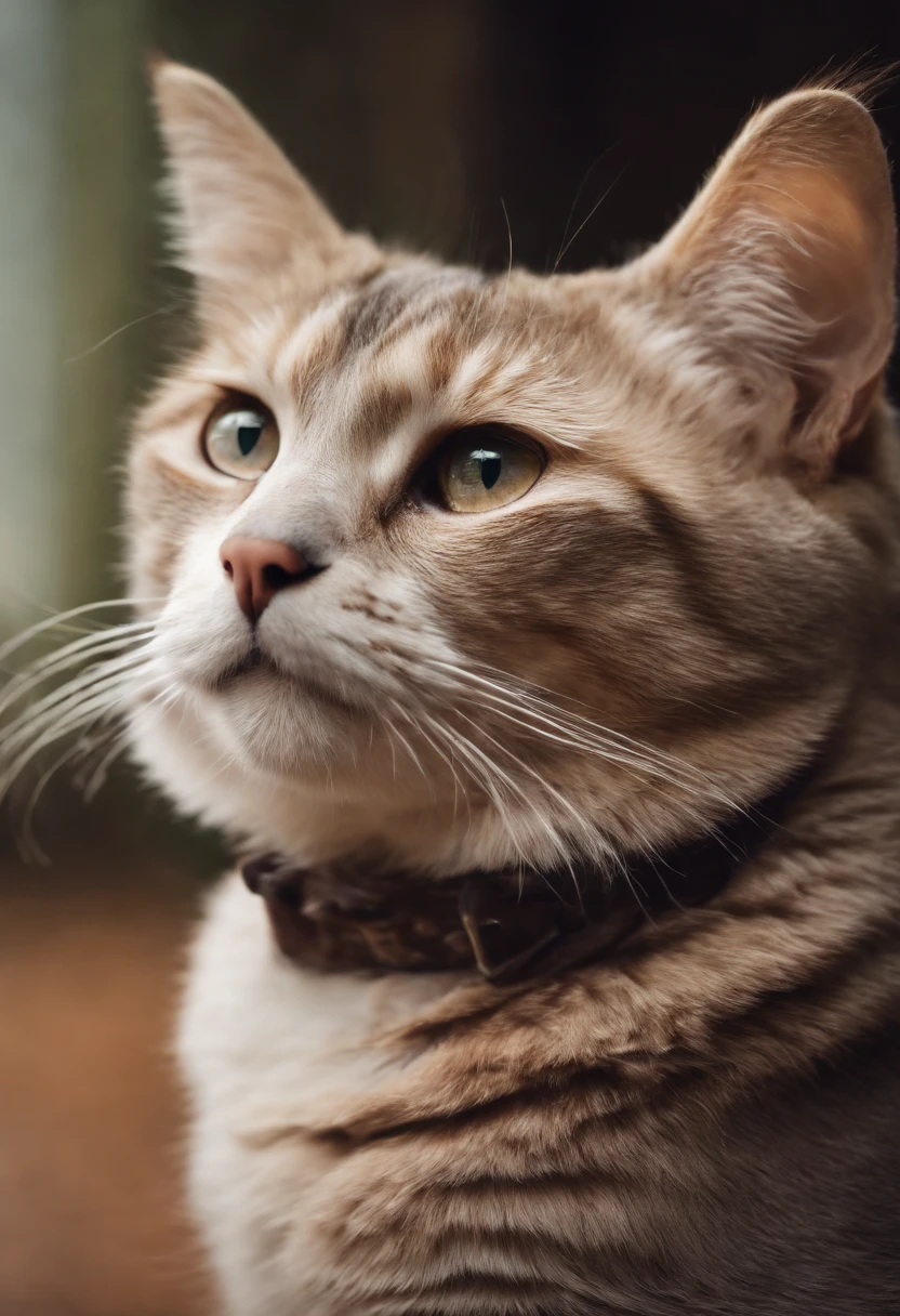 beautiful calm happy cat with closed eyes enjoys, soft pink and light purple colors