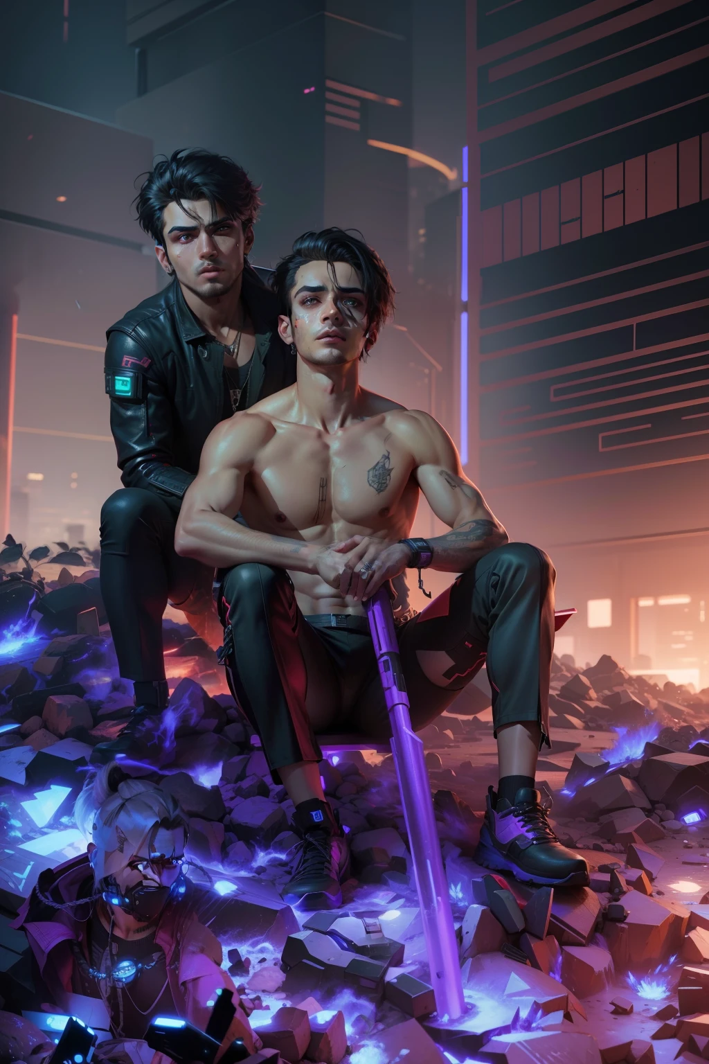 Chenge background cyberpunk handsome boysrealistic face 4k