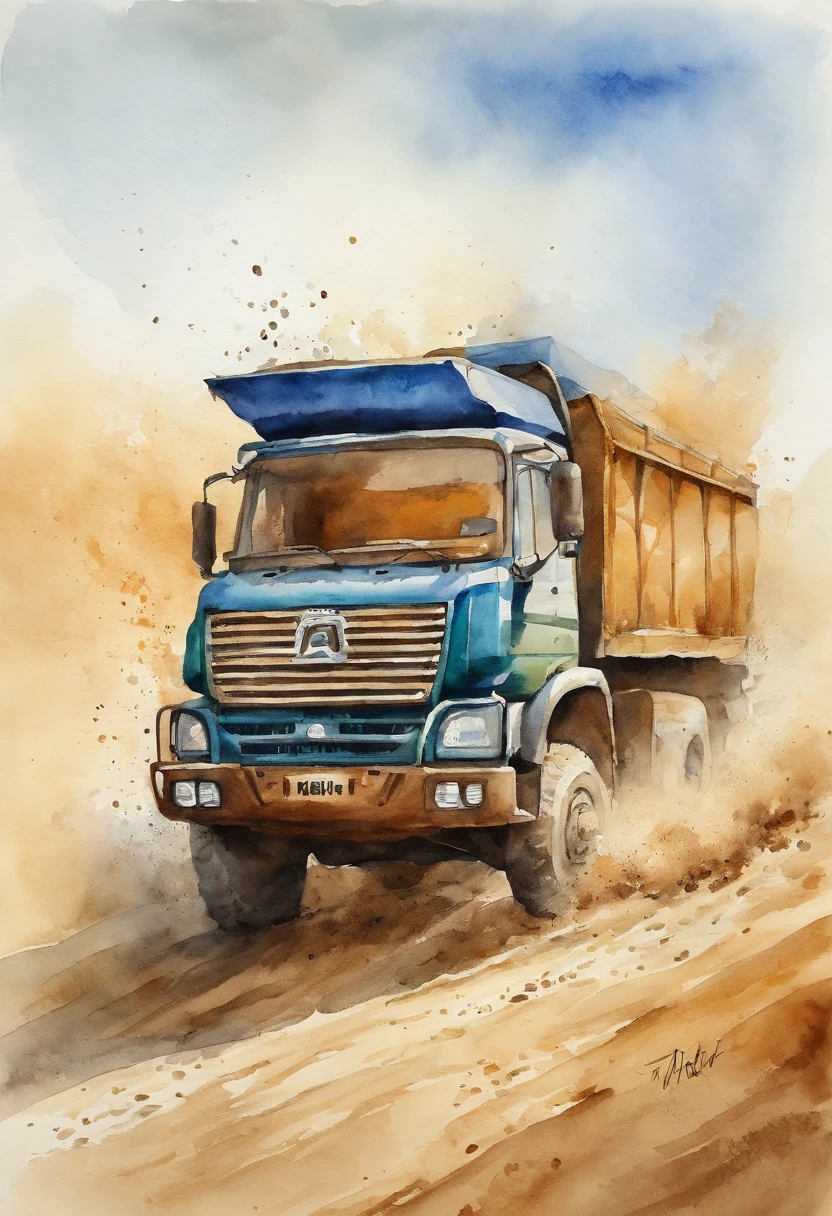 KAMAZ truck driving on sand