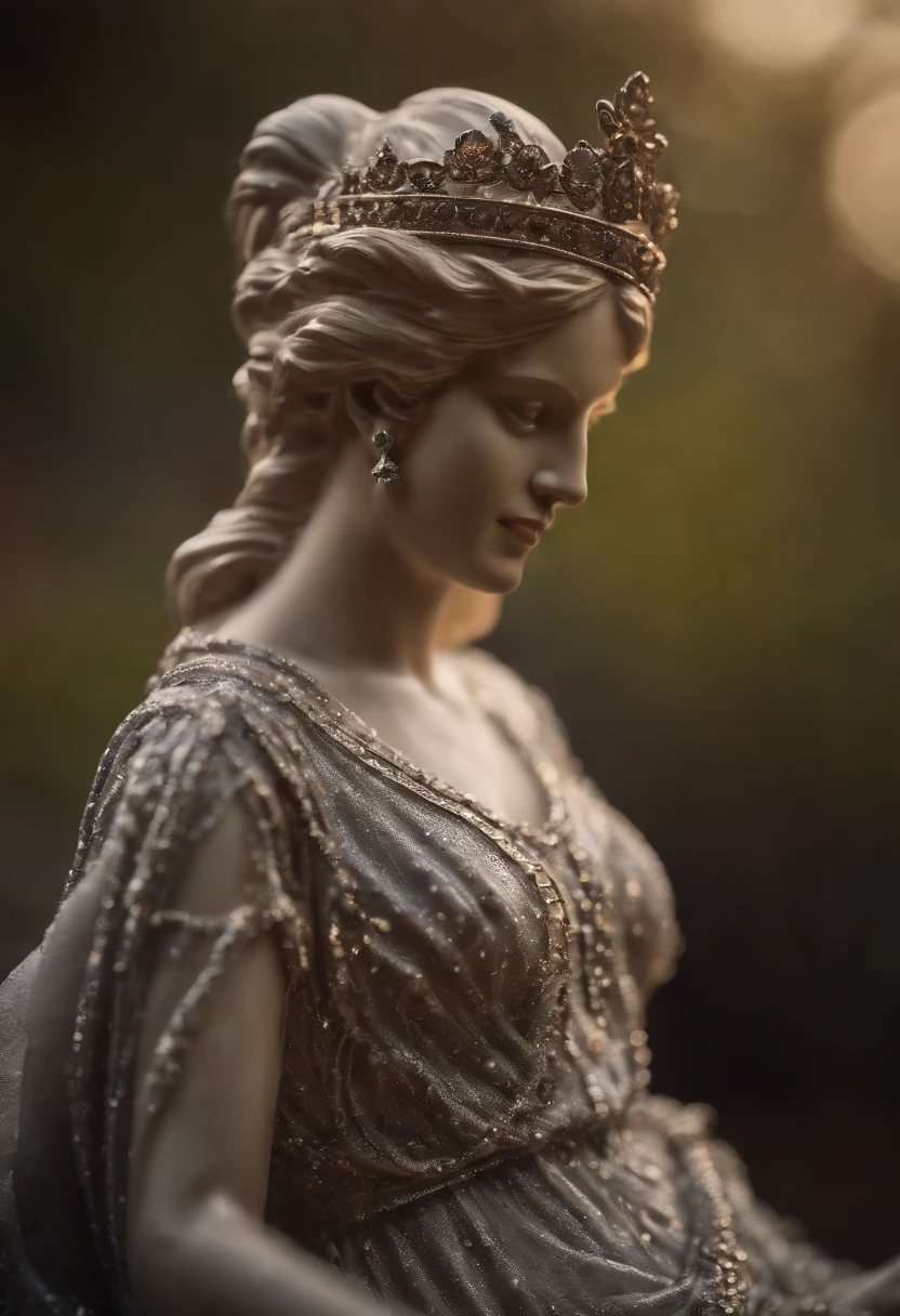 Virgo, clear crystal statue