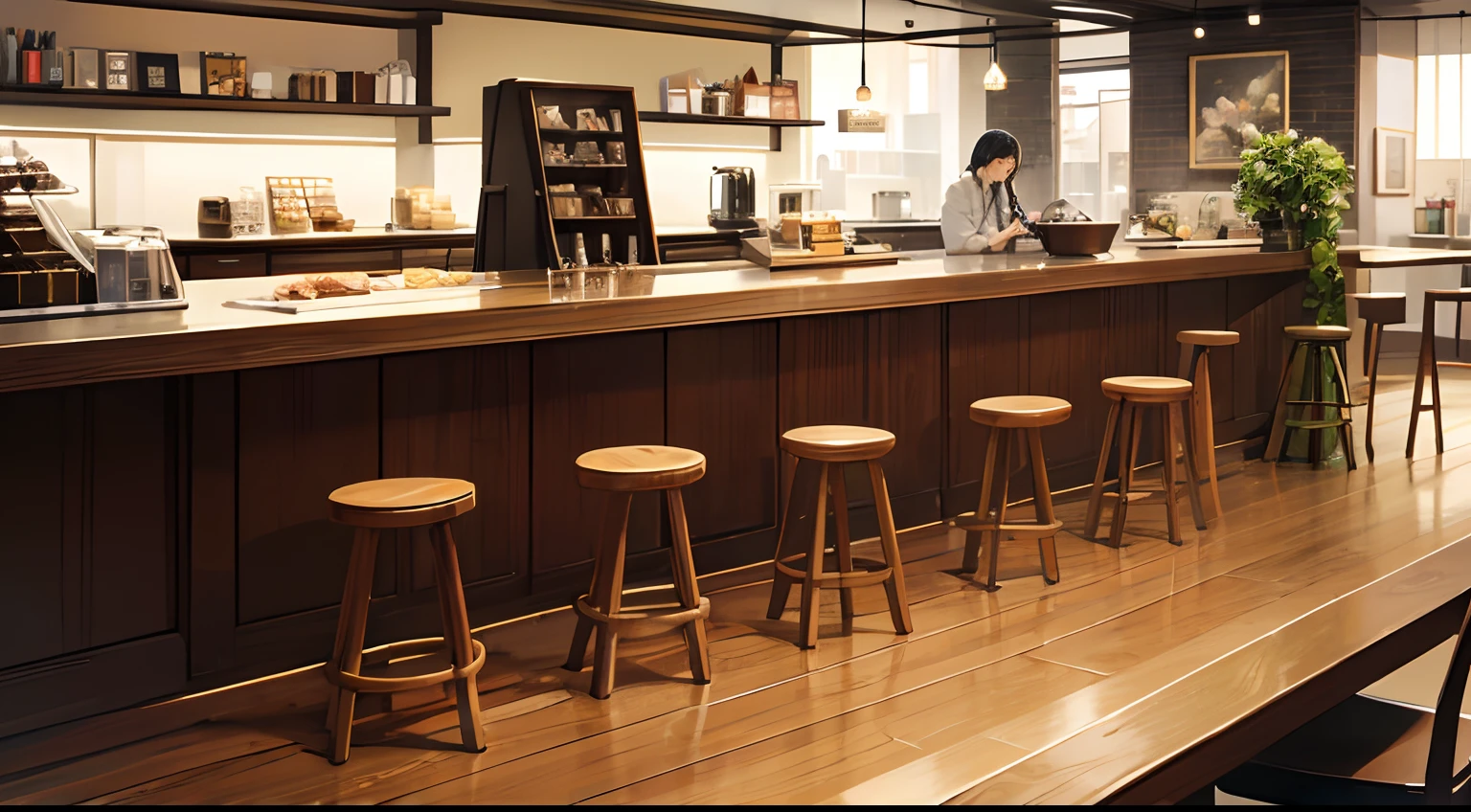 photoRealstic、Luxurious rooms in the coffee shop、Thinking of variations of shortcake and coffee set