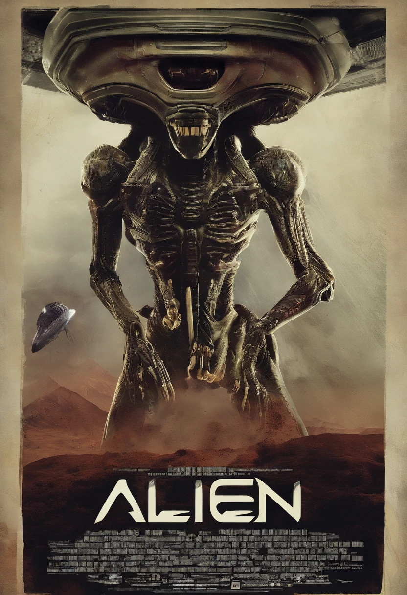 Craft a captivating movie poster that depicts the epic clash between humanity and an advanced alien race. Showcase the looming threat of the alien invaders, the resilience of human defenders, and the otherworldly technology and landscapes, capturing the essence of an intergalactic war for survival