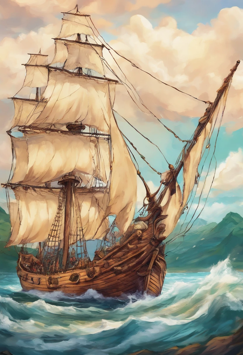 Two wooden sailing ships