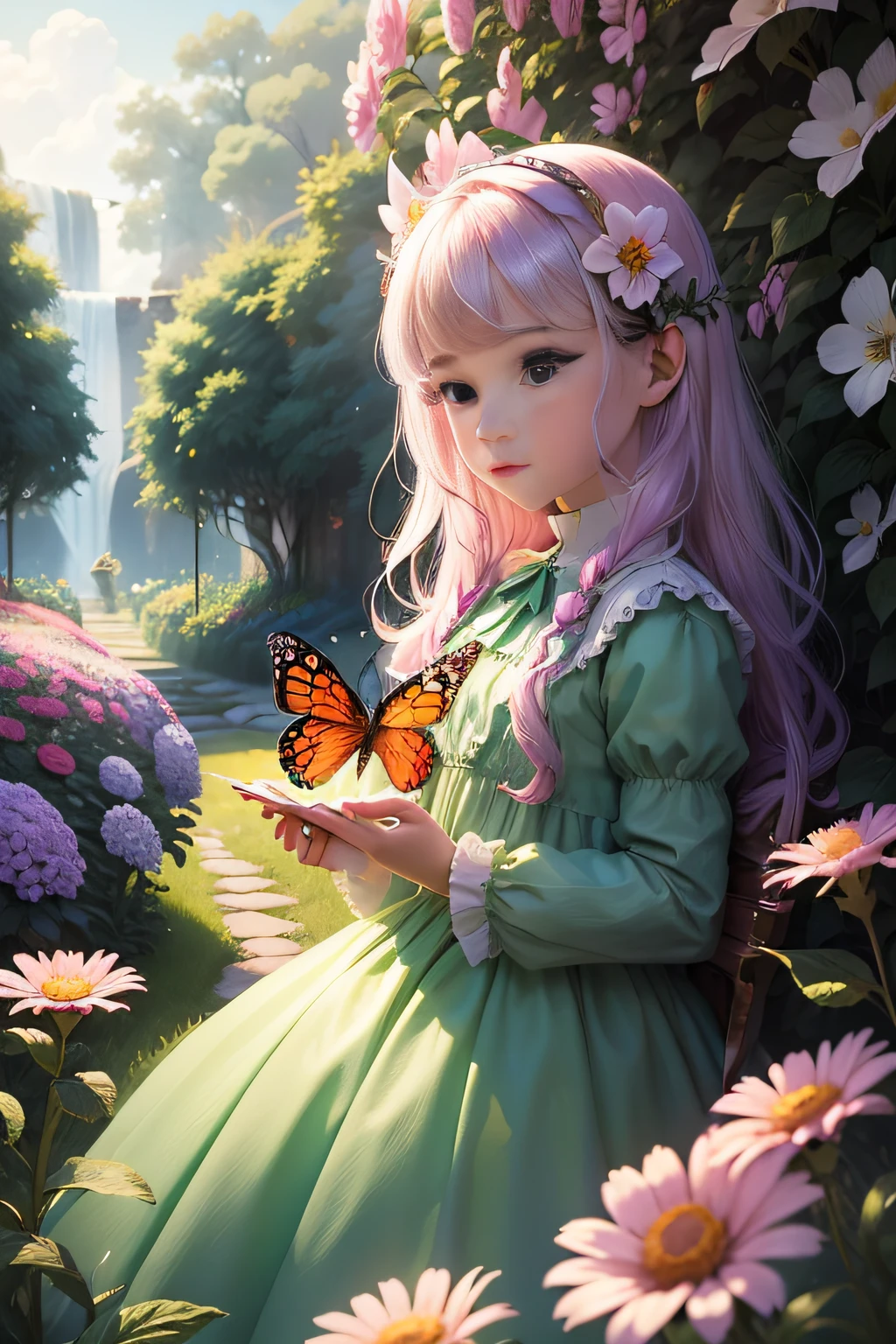 Once upon a time there was a butterfly named Aurora, who lived in a beautiful garden. Aurora was very curious and always dreamed of knowing places beyond her little world. One day, while flying from flower to flower, she saw a different butterfly, with vibrant colors and bright wings. It was the adventurous butterfly, named Amelia.