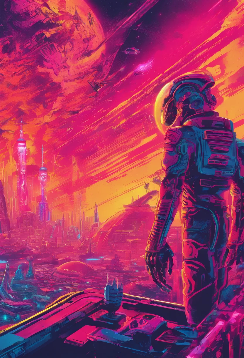 Craft a captivating movie poster that depicts the epic clash between humanity and an advanced alien race. Showcase the looming threat of the alien invaders, the resilience of human defenders, and the otherworldly technology and landscapes, capturing the essence of an intergalactic war for survival