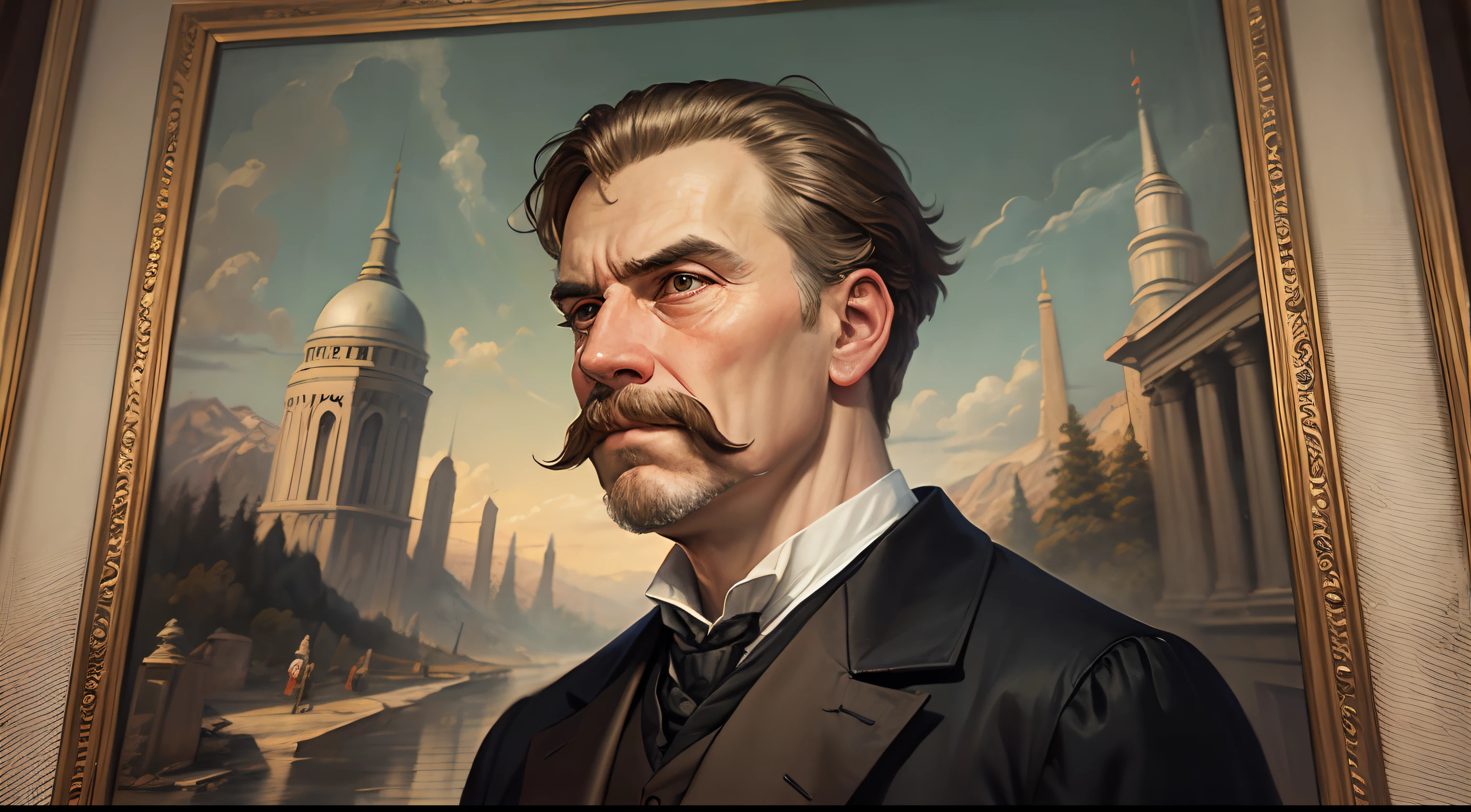 (master part, alta qualidade), artista, Friedrich Nietzsche, oil painting, remasterizado