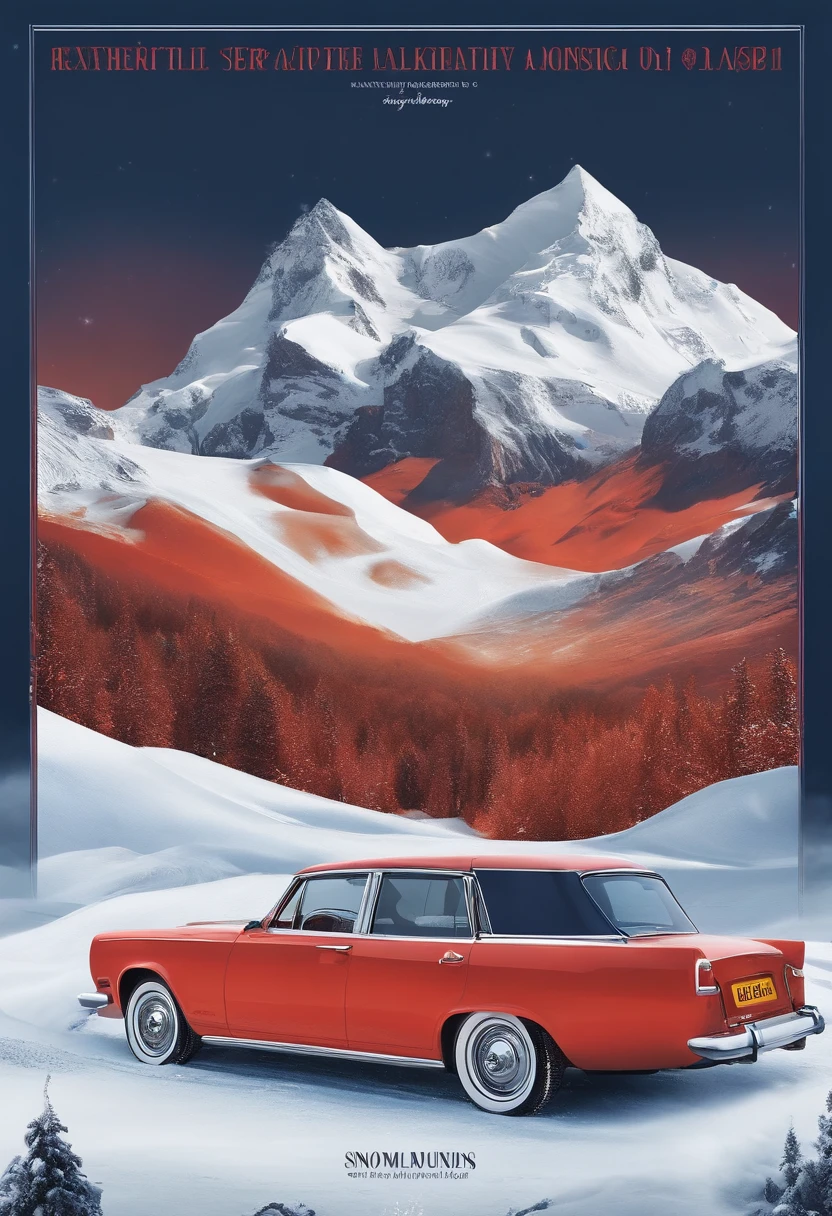 snow mountains, snowflower, Advertising design, Typography design, romanticism lain, classicism --auto