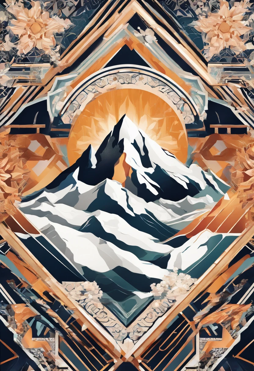 snow mountains, snowflower, Advertising design, Typography design, romanticism lain, classicism --auto
