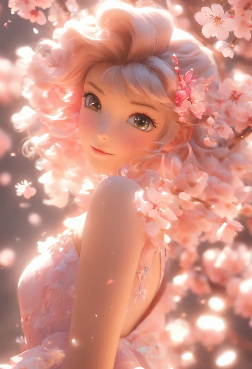 (CG unidade 8k papel de parede extremamente detalhado) (melhor qualidade) (better lighting) (um extremamente delicado e bonito) (floating) (Beautiful) (atmosfera primaveril) (1girl) (cabelo rosa longo), (Headband Hair), (Detalhados e belos olhos azuis), ((vestido branco muito curto, parte inferior de renda rosa), (renda), ((seda transparente clara))), (cherry blossom petals), (Borboletas), (DOF), (volumetric light) Cinematic lighting, chromatic aberration, Sony FE GM, pele texturizada, Detalhes altos, Altas, 8k