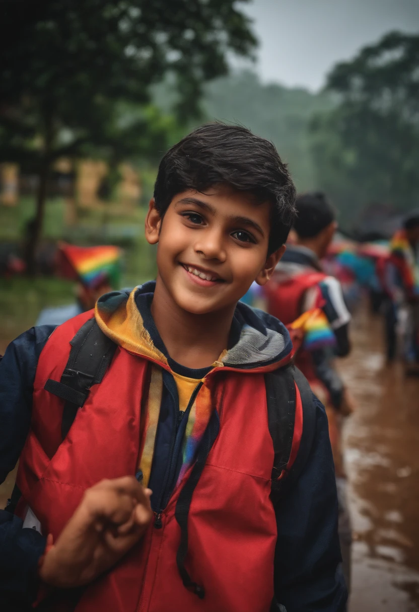 School Cultural Festival Boys' school after rain Top image quality rainbows selfie photo