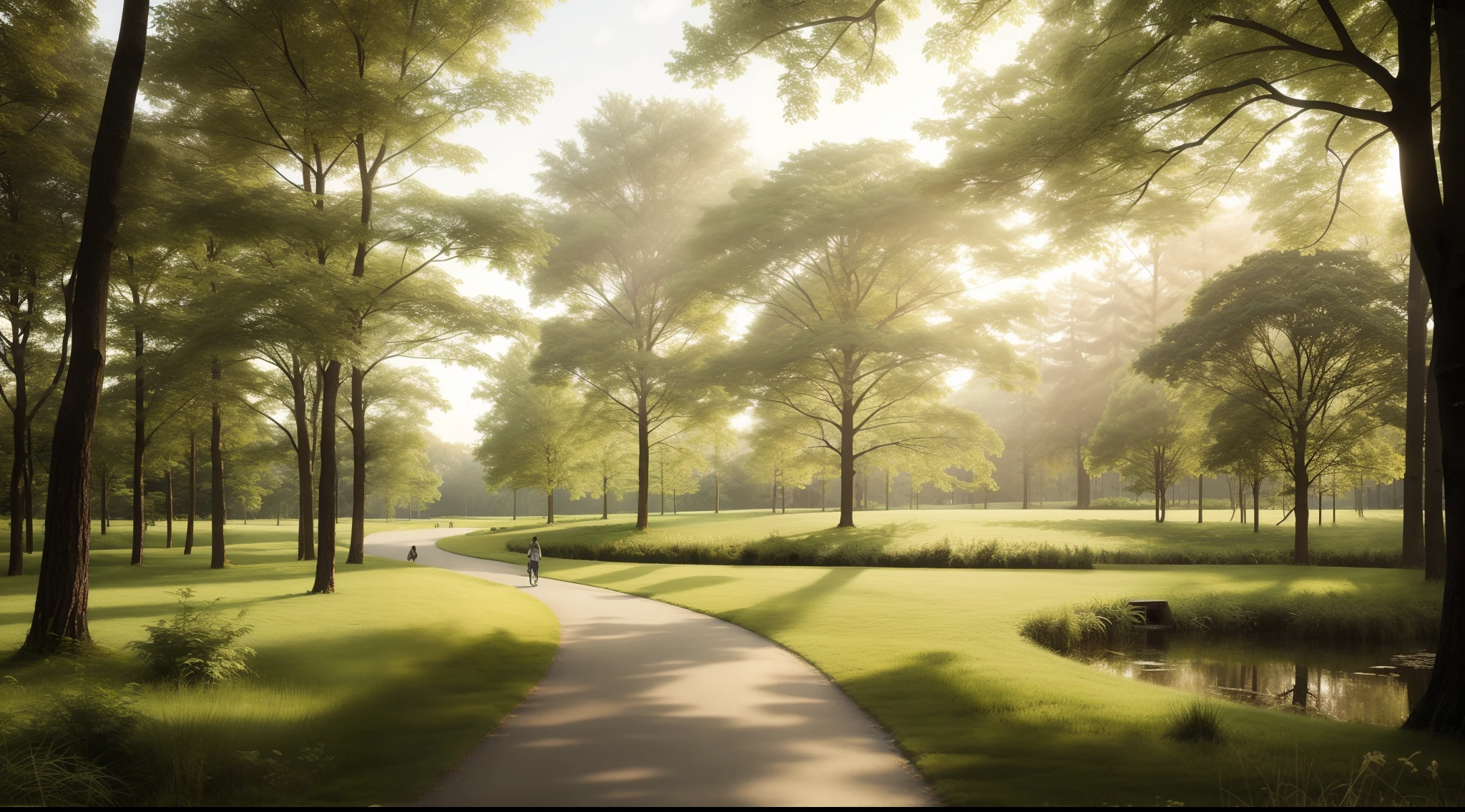 deep-forest, Bright green tree々, hardwood, landscape shot, top-quality, masterpiece, Realistic, ultra-detailliert, natural soft light