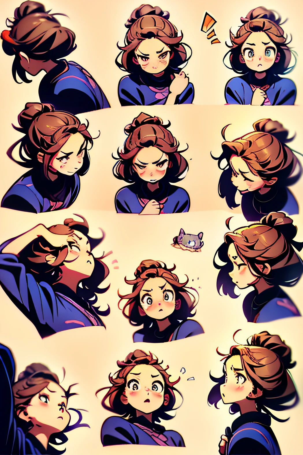 Cute cat girl meme,9 pcs,9 poses and expressions,japanese-inspired,Different emotions,8K