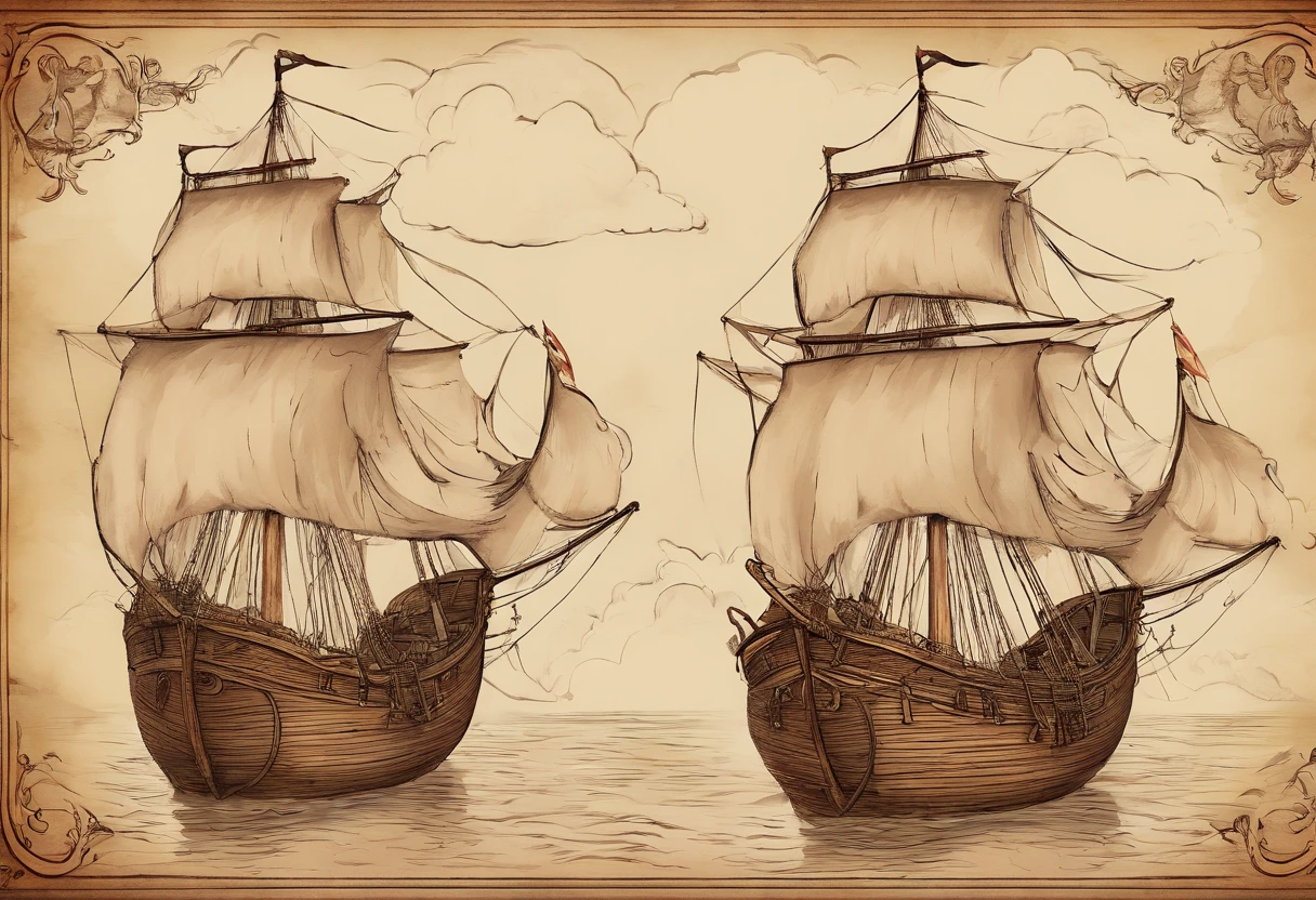 Two wooden sailing ships