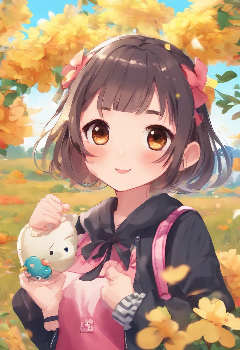 (masutepiece, Best Quality, Capture super cute moments, depth of fields, ultra-detailliert, Ultra High Resolution, C4D, Octadale, 3D Modeling, 8K, 16 K, one girls、a junior high school student、A dark-haired、short-hair、straight haired、Light brown eyes,hair adornments、wearing black glasses、Cute face), blazers