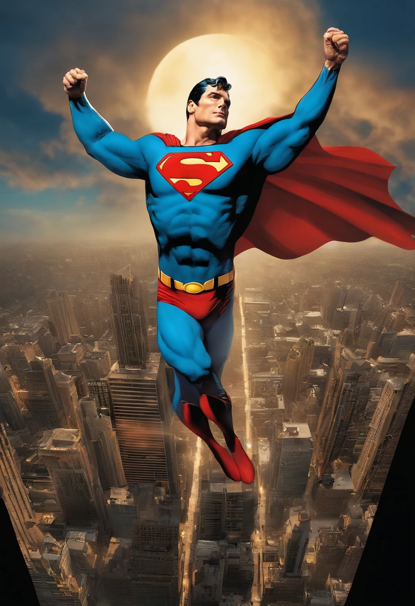 Superman flying in the sky and batman