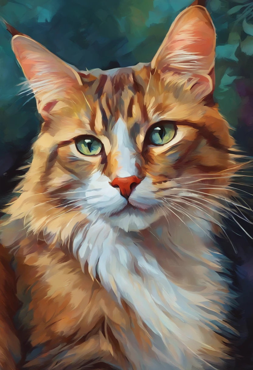 wallpaper 🐈‍⬛, A freaking cat, digital illustration, By Erin Hanson, Oil paint, vivid colors , Watercolor, trending on artstation, sharp focus, studio photo, intricate details, highly detailed, by greg rutkowski