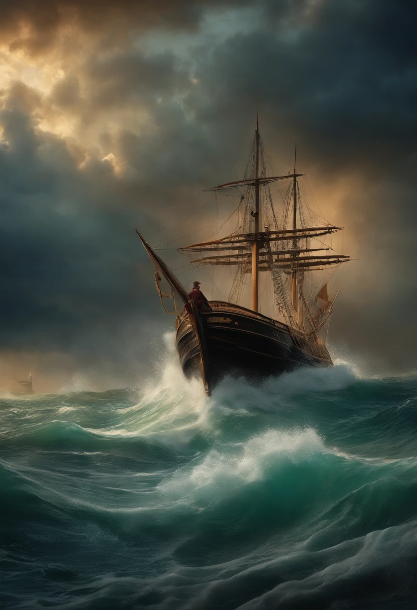 Produce a visual representation of Jonah being thrown overboard to calm the storm.