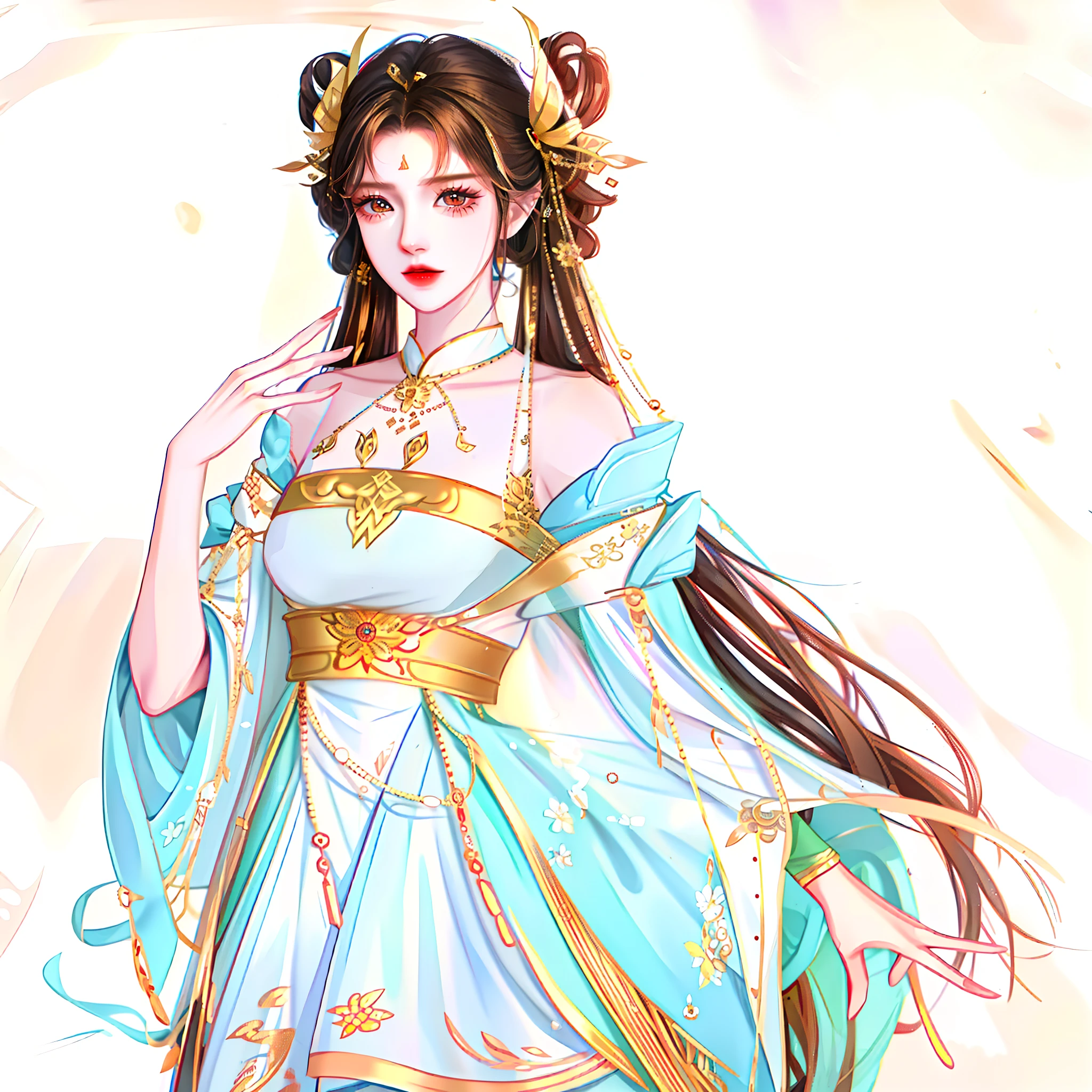 oriental girl,Works of masters,Best picture quality,Higher quality,high detal, 超高分辨率, 8K分辨率, cinematic photogtaphy, carefully, meticuloso, max detail, extreme beautiful, (((1girll, 独奏))), 18yr old, long whitr hair, brunette color hair, white skinned, A picture, tmasterpiece, (Best picture quality), Higher quality, high detal, 超高分辨率, Exquisite facial features, s the perfect face