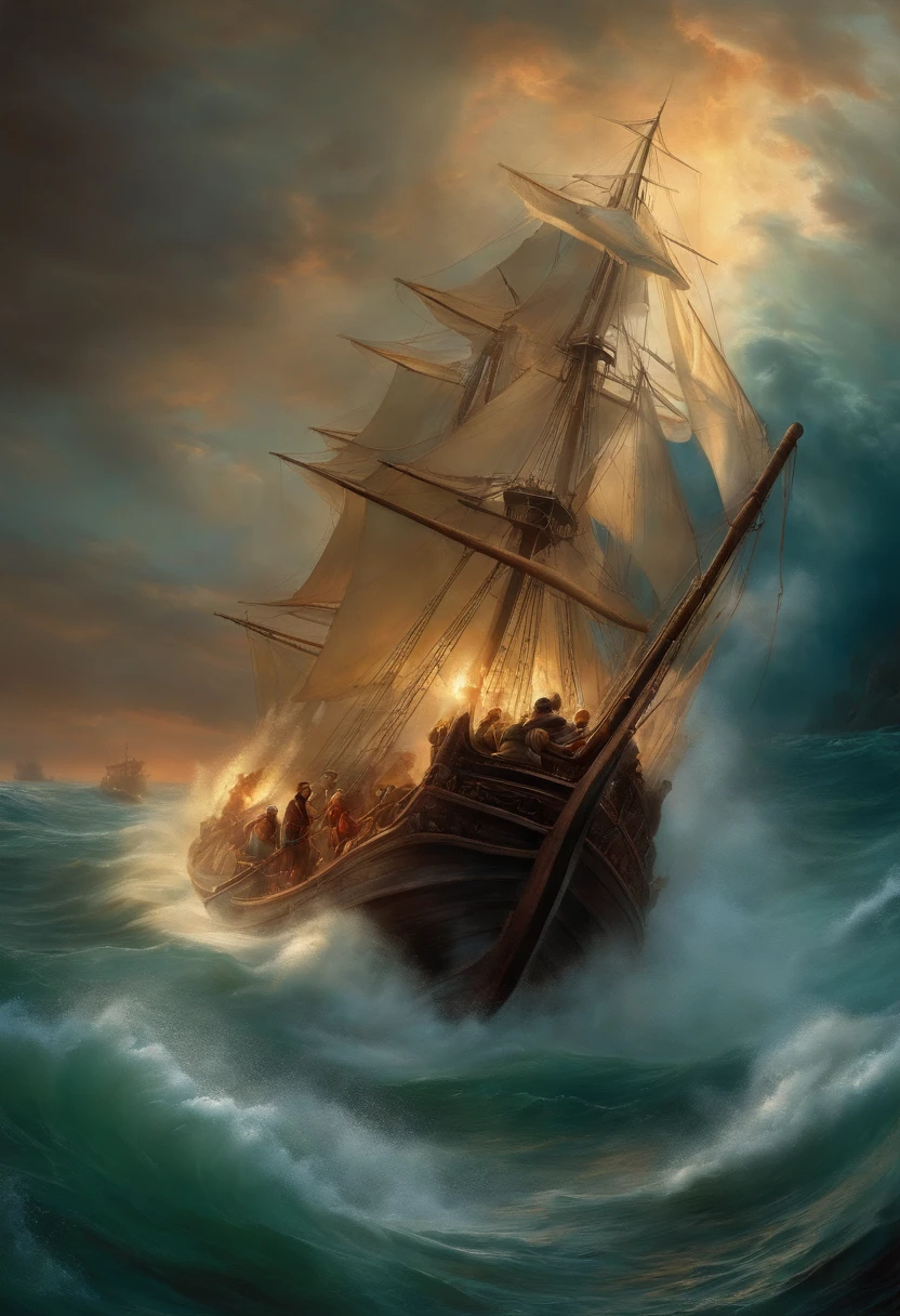 Create an image that highlights the sailors' reaction when they realize that Jonah is fleeing the presence of the Lord.