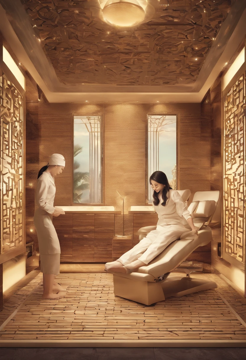 Wellness massage scene,hyper HD,super detailing,best qualtiy,high detal,high high quality,tmasterpiece,8k,two guys,High appearance,femele,人物,customer,Oil massage,realistic illumination,top Quority