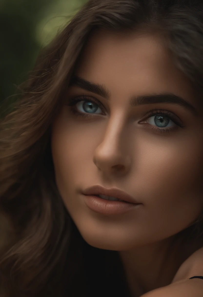 beste-Qualit, De-realist photography, 4K, Belle fille brune, NSFW (en anglais seulement), Les yeux de Greene, Visage parfait et beau, petitunderboob, fair-skinned,: