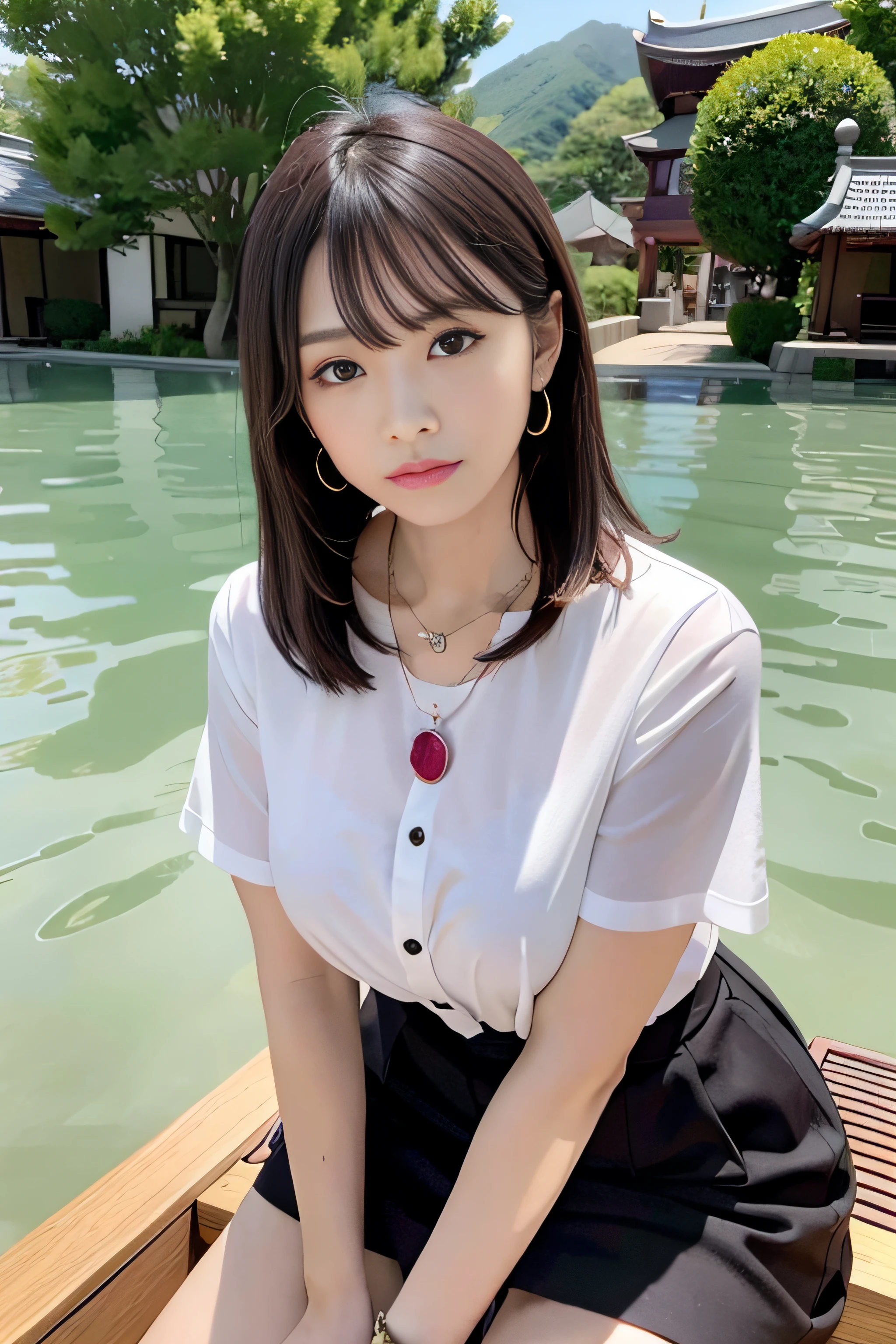 年轻,High cranial roof,Ruby necklace