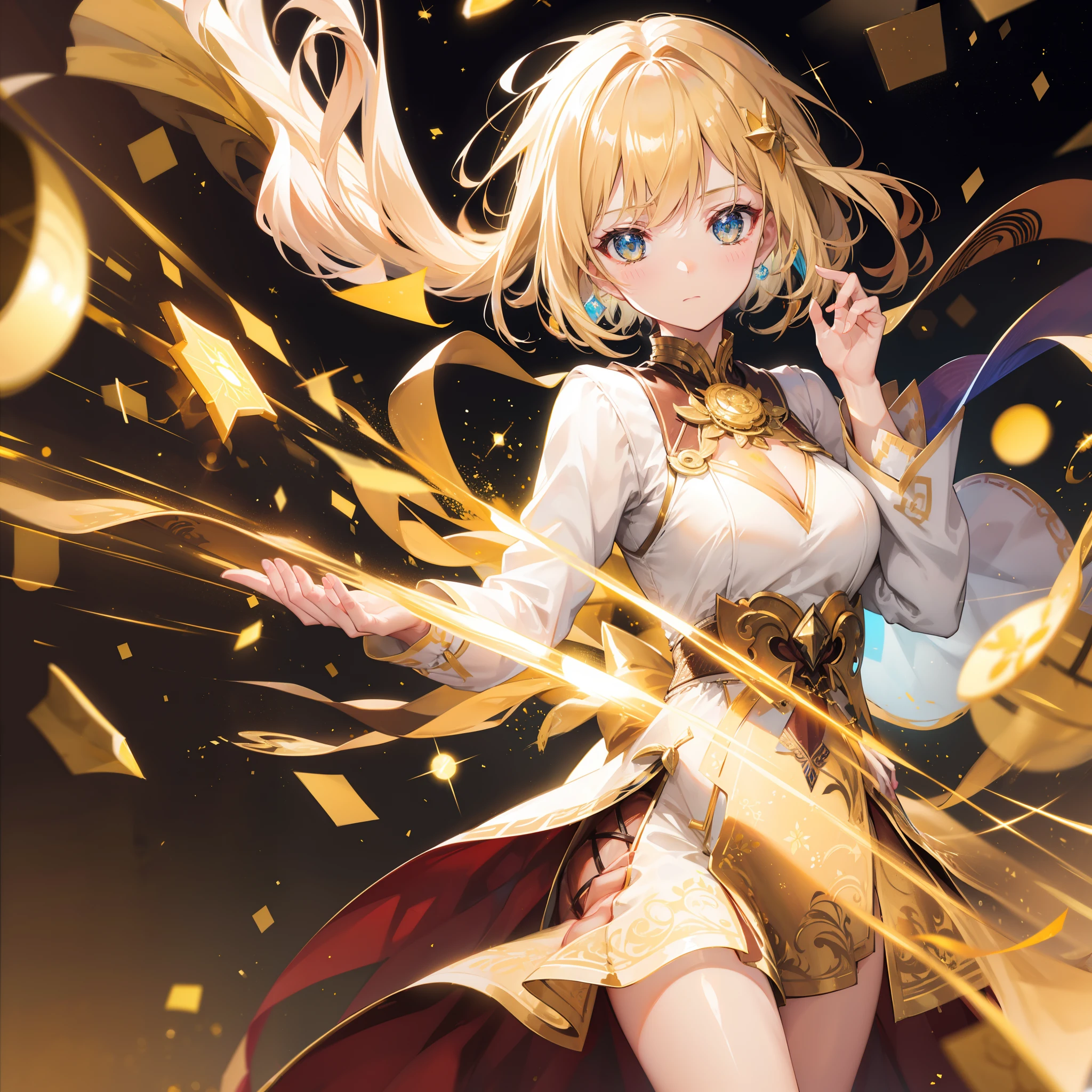 high speed shutter , gold paper quilling , glow , lens flare , shiny , bokeh , motion blur