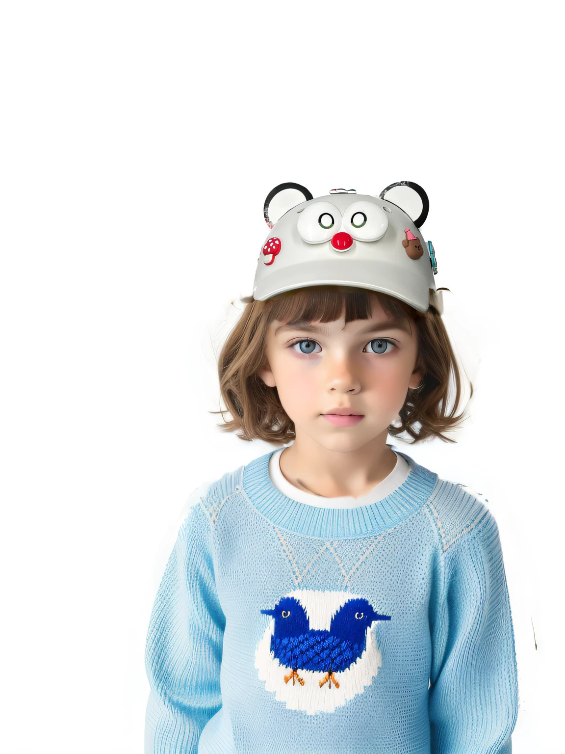 Light blue knitted pullover sweater,Minimalist style sweater,high high quality,Master masterpiece blue knitted pullover sweater,'s body,The bird logo with embroidery on the chest,high high quality,Master masterpieces