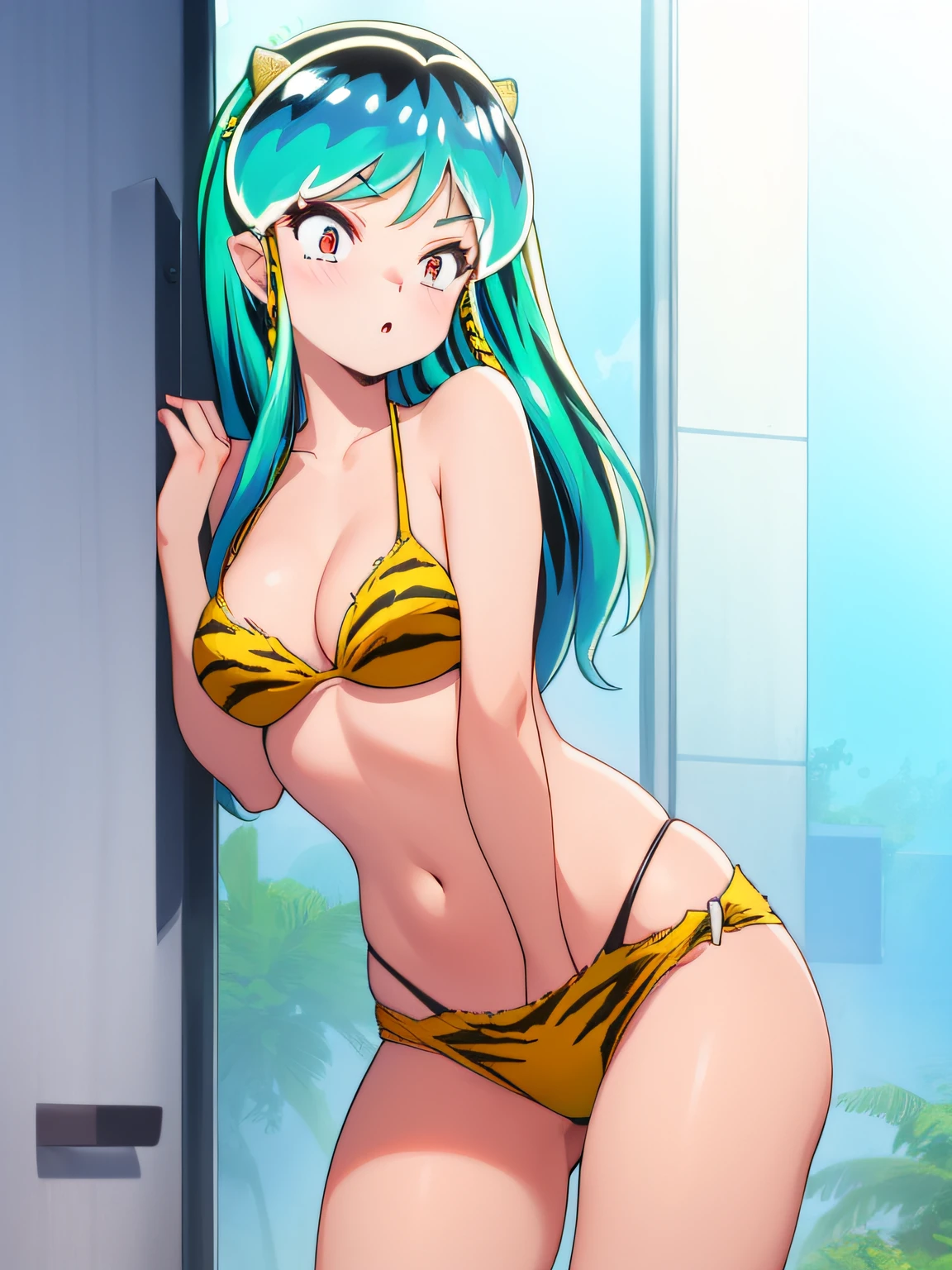 lum, bikini, tiger, sexy, 1 boy, harassment, masterpiece