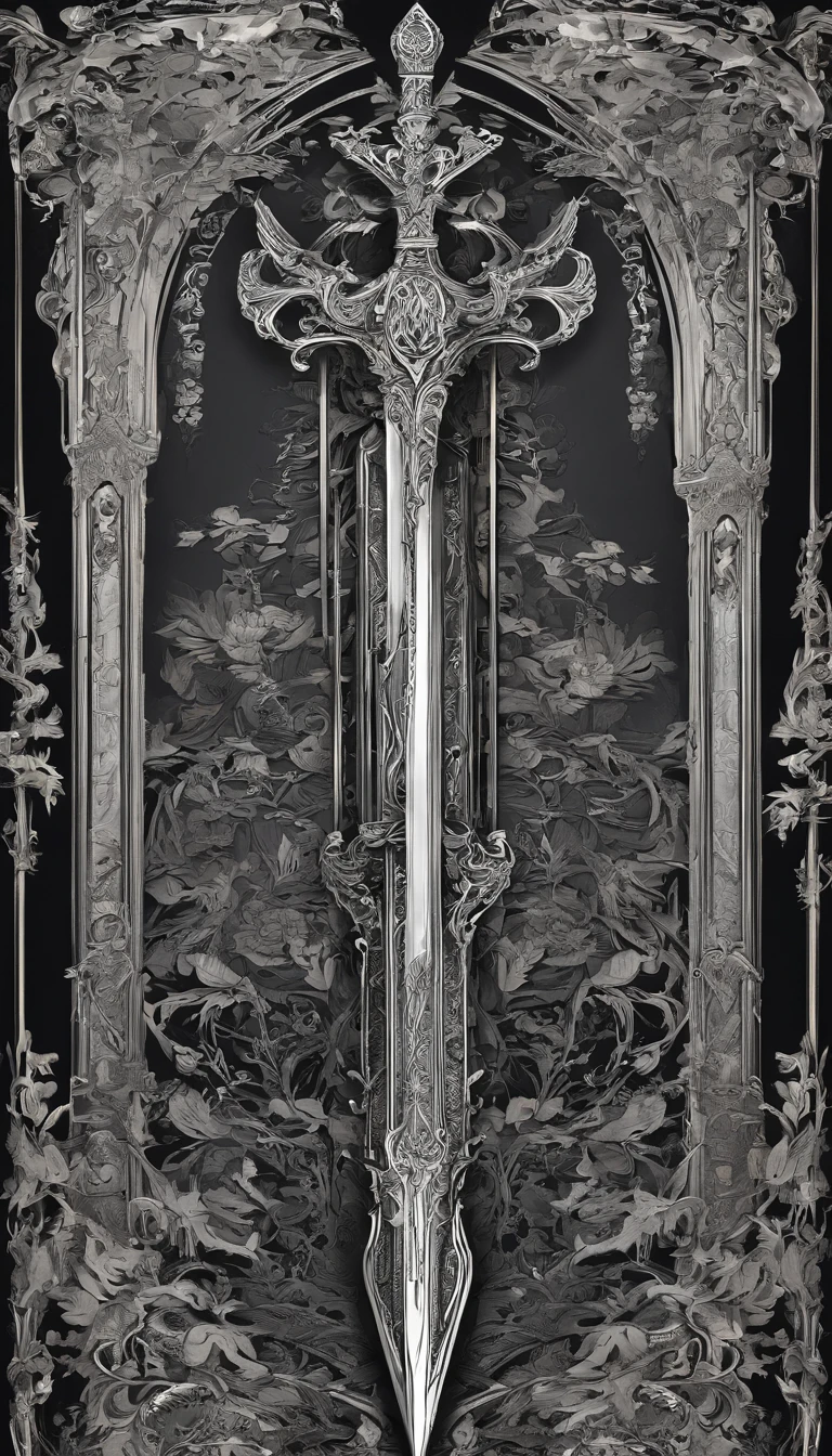 (outstanding、professional、Surreal)、detailed sword, Metallic texture,