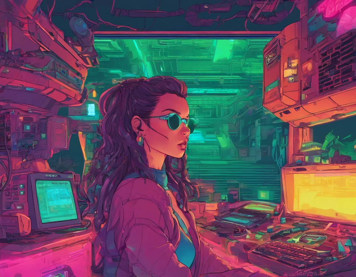 Full of greenery，Girl gargling，toilet bowl，bricks，catss，Extremely colorful，Warm lighting