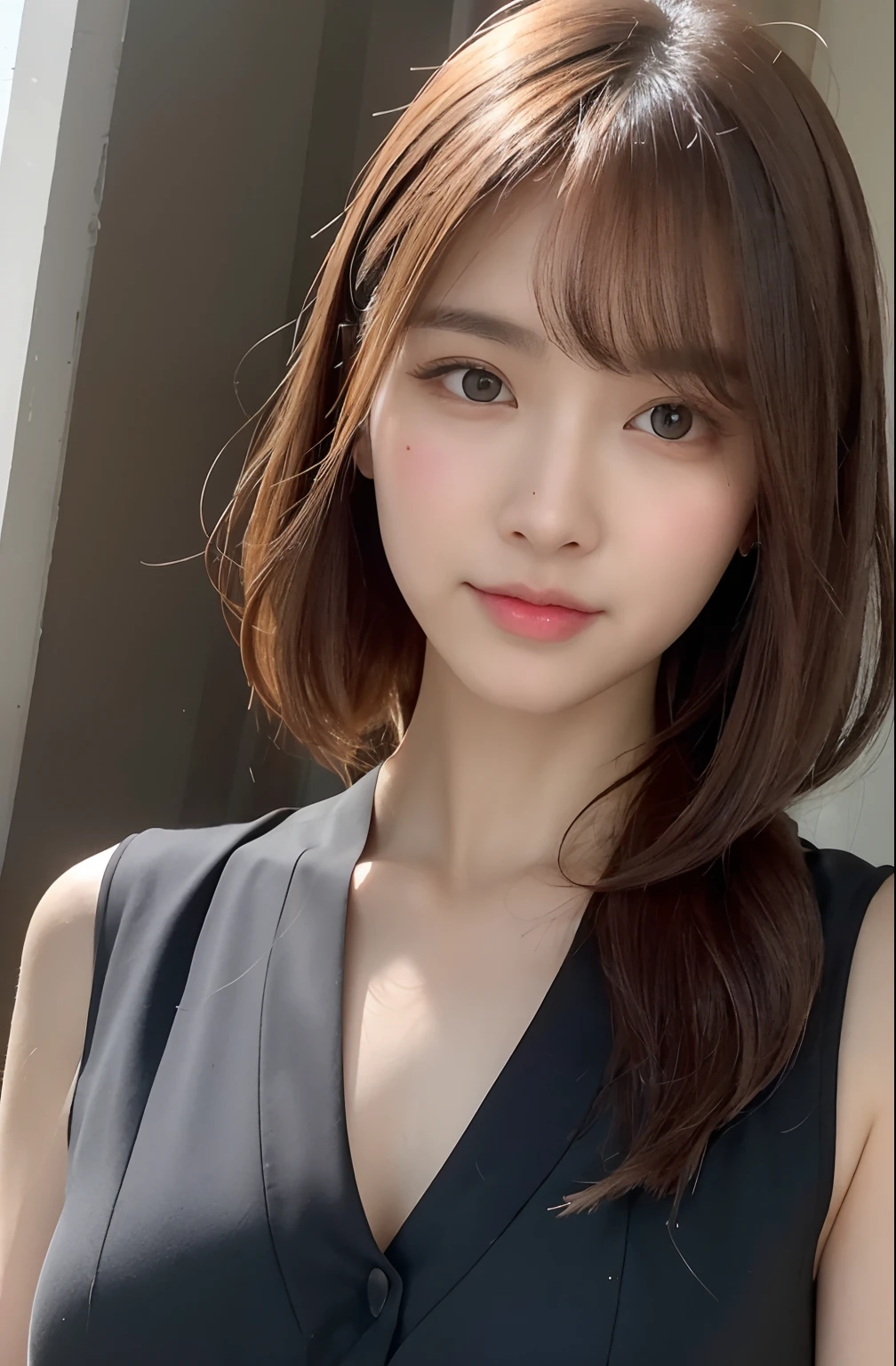 a close up of a woman with a black dress and a brown hair, girl cute-fine-face, 奈良美智, gorgeous young korean woman, beautiful south korean woman, young adorable korean face, beautiful young korean woman, 8k selfie photograph, young cute wan asian face, korean girl, beautiful japanese girls face