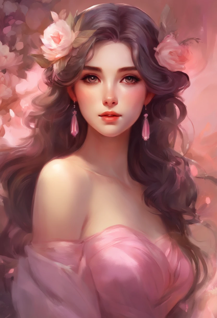 "In this digital artwork, we see a stunning 25-year-old Caucasian woman wearing a lovely pink striped dress. She radiates elegance with her incredibly pretty eyes and wavy brown hair, styled adorablely in a kawaii style. anime on the internet, she gracefully displays her earrings. This digital masterpiece, created in the exquisite Guweiz style, depicts her in a Strapless Dress, radiating an understated, coy posture. The smooth, detailed digital painting, reminiscent of Bowater's art style, meticulously brings out the nuances of her dress and her captivating facial features. Paying homage to Artgerm's high-detail technique, this artwork is a stunning full-length 8k portrait of a timeless beauty."