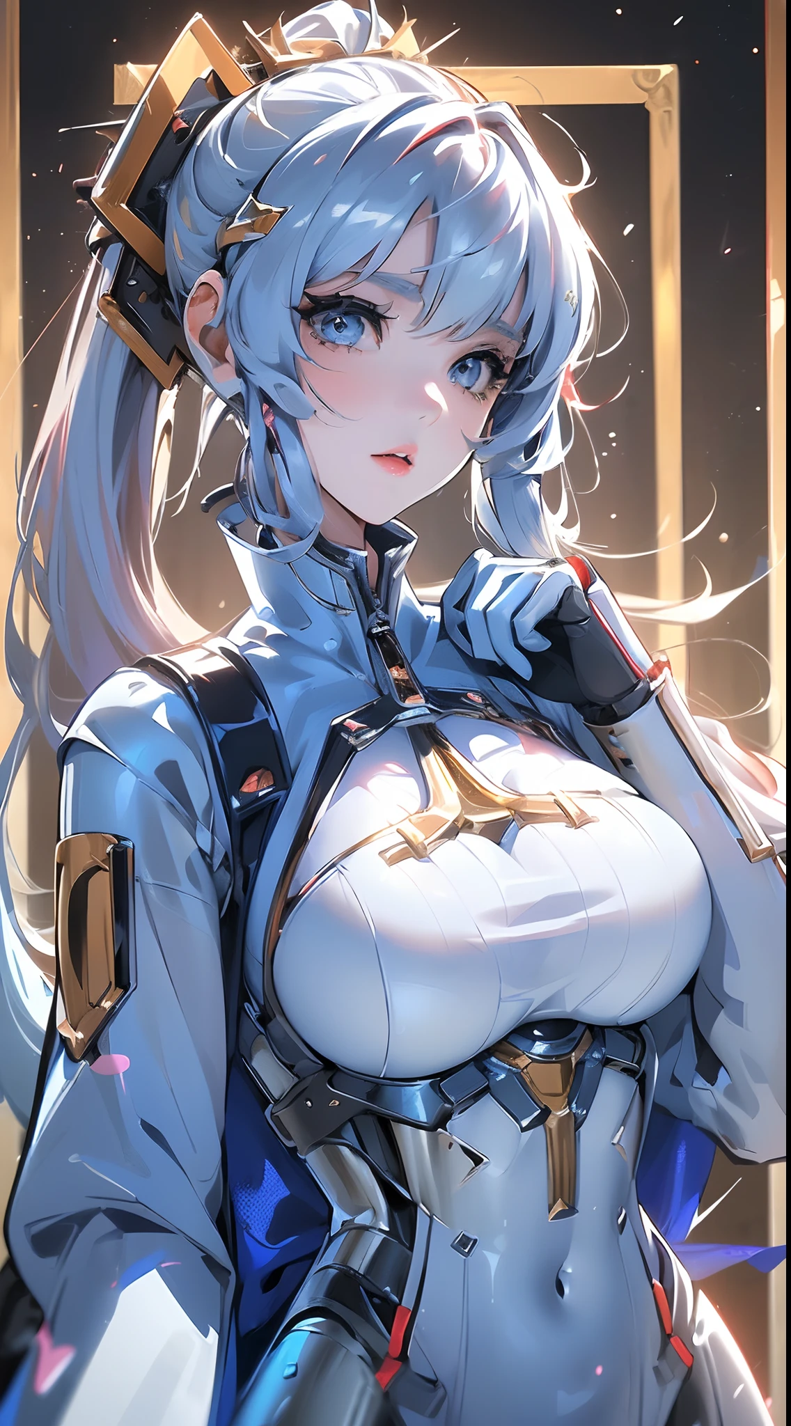 (Best Quality, 8k, 32k, Masterpiece, UHD:1.3), (Photo of Attractive Japanese Woman), ((1 Girl)), ((moderate Boobs)), Abs, Perfect Body, Ultra Detailed Face, Detailed Lips, Fine Eyes, double eyelids,, (seductive), ((aroused:1.5)), ((in heat)), ((milf)) sexy girl, busty, beautiful girl, jaw-dropping beauty, girl in mecha cyber armor, ((golden long hair:1.2)), ferra white mecha, female mecha, mechanized valkyrie girl, beautiful white uniform clothed in sci-fi military armor, scifi woman, in (white futuristic armor:0.9), gorgeous female paladin, ((focus on breast)), ((close up to face and breast)), smiling beautifully, in mecha cockpit,
